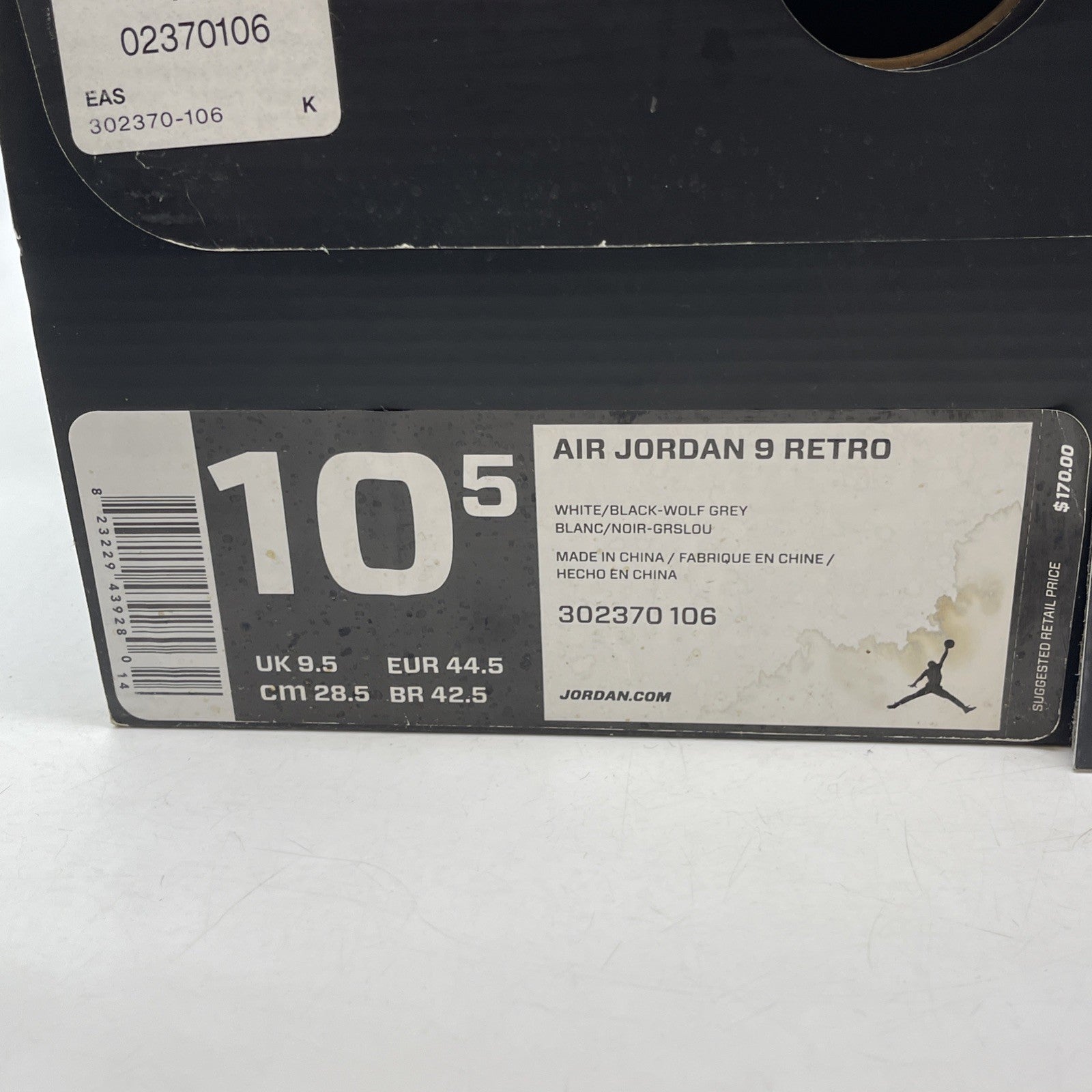 Size 10.5 - Air Jordan 9 Retro Barons Grey Black Suede Leather (302370-106)