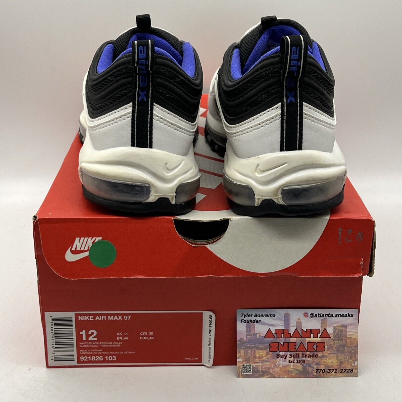 Size 12 - Nike Air Max 97 Persian Violet Black White Purple (921826-103)