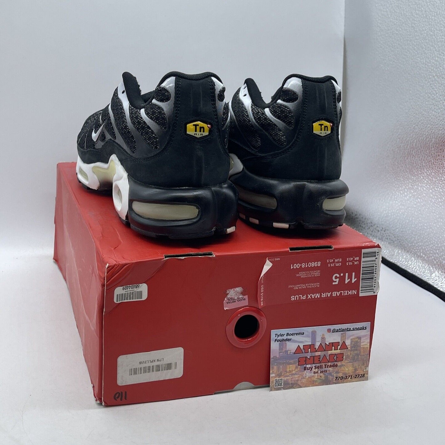 Size 11.5 - NikeLab Air Max Plus Black Sail White Suede Leather (898018-001)