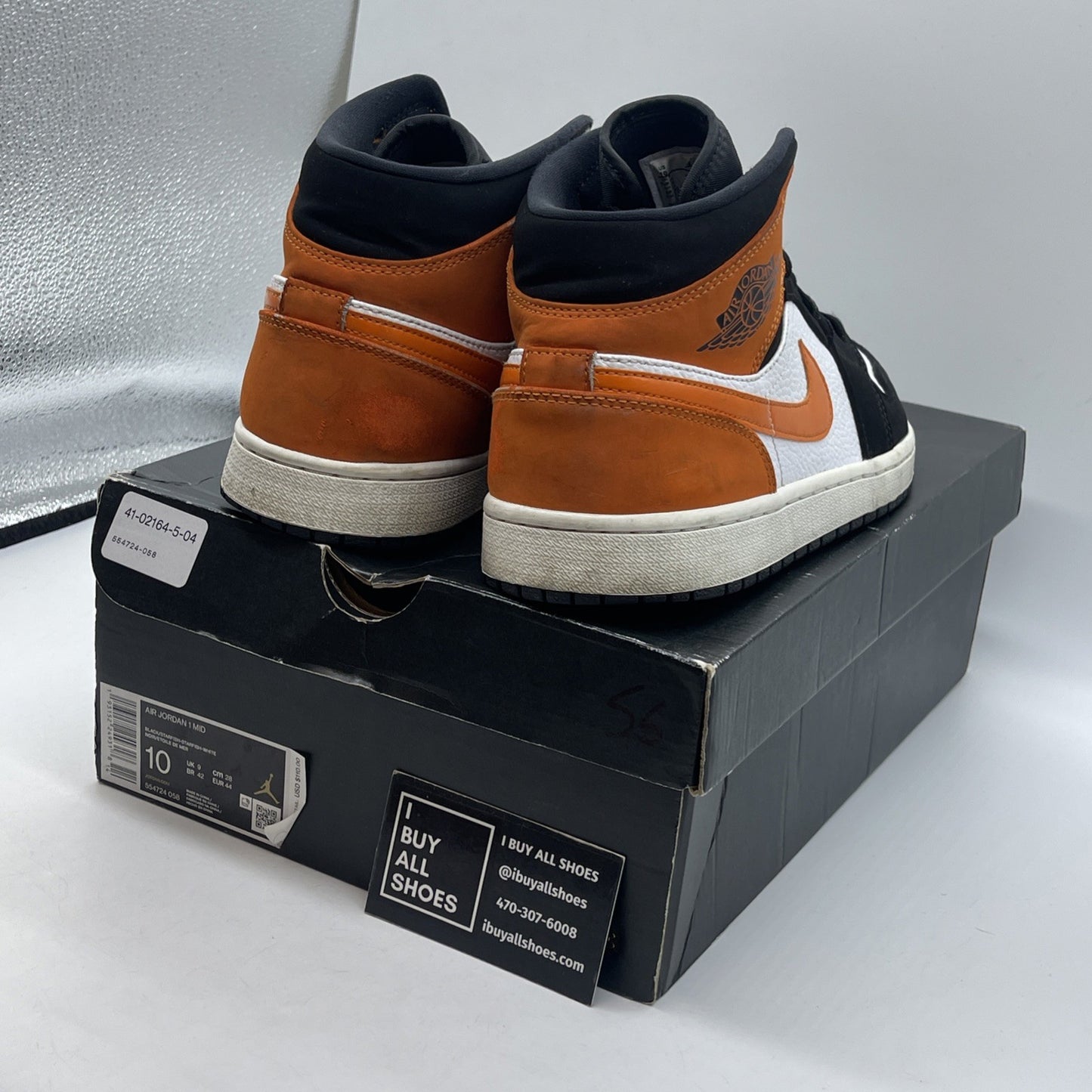 Size 10 - Air Jordan 1 Mid Shattered Backboard Orange Black Suede (554724-058)