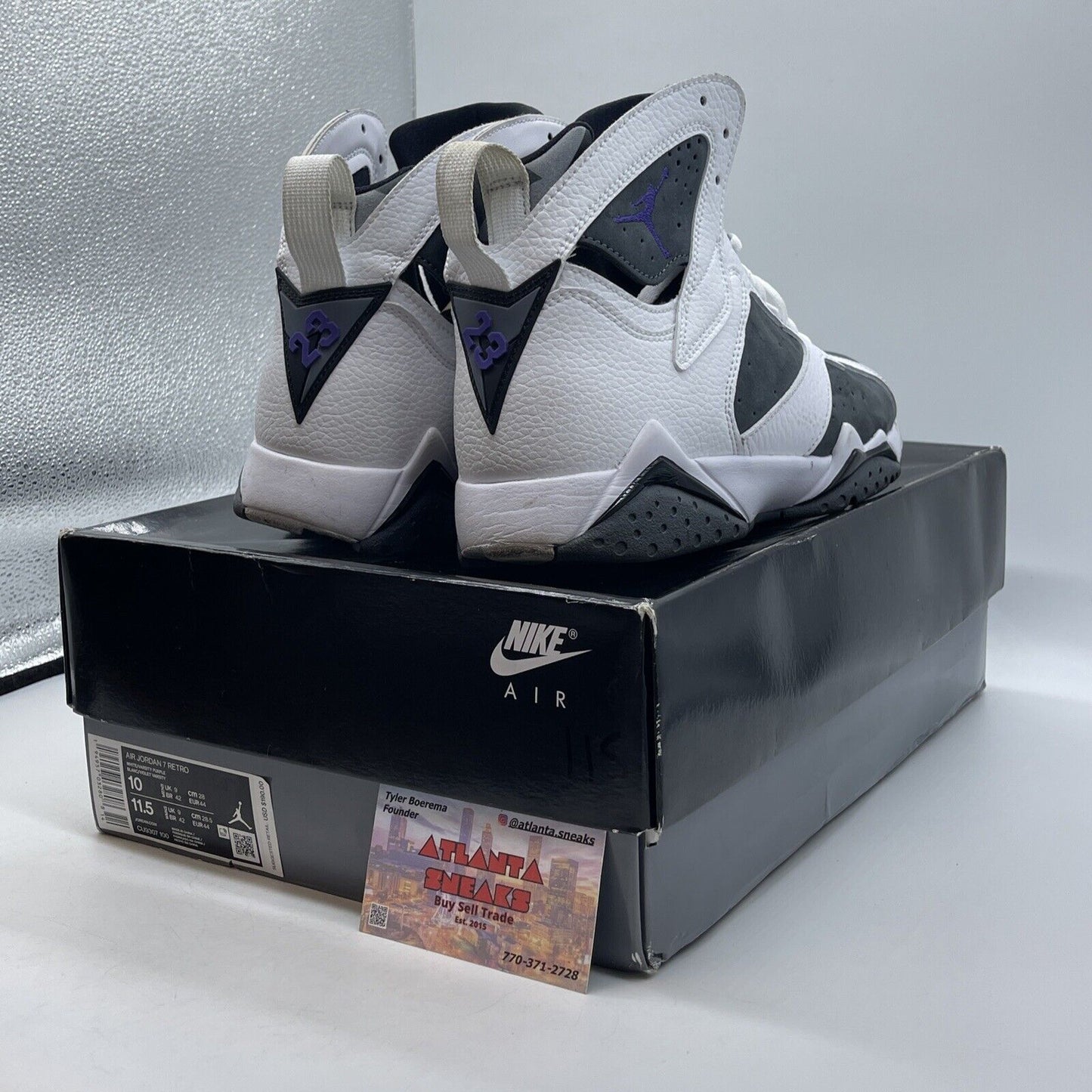 Size 10 - Air Jordan 7 Retro 2021 Flint Black Gray White Purple (CU9307–100)