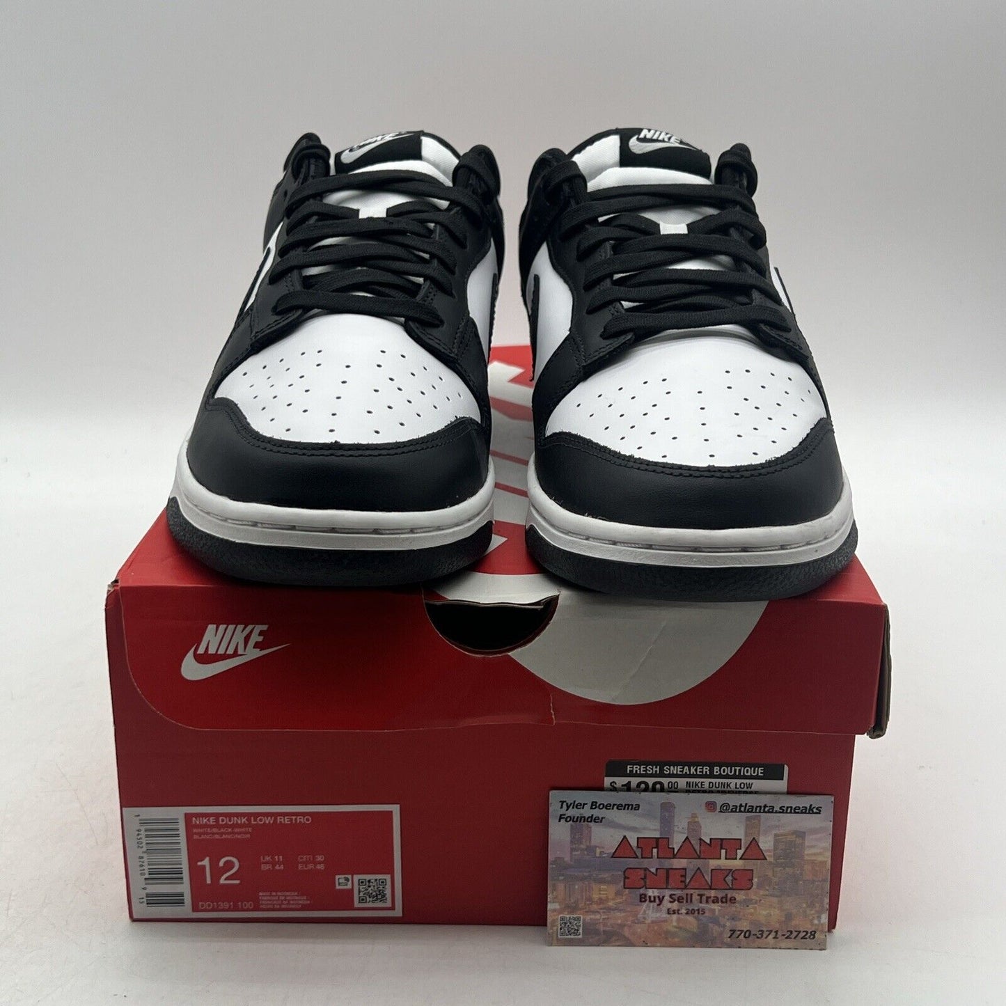 Size 12 - Nike Dunk Low Black White Leather (DD1391-100)