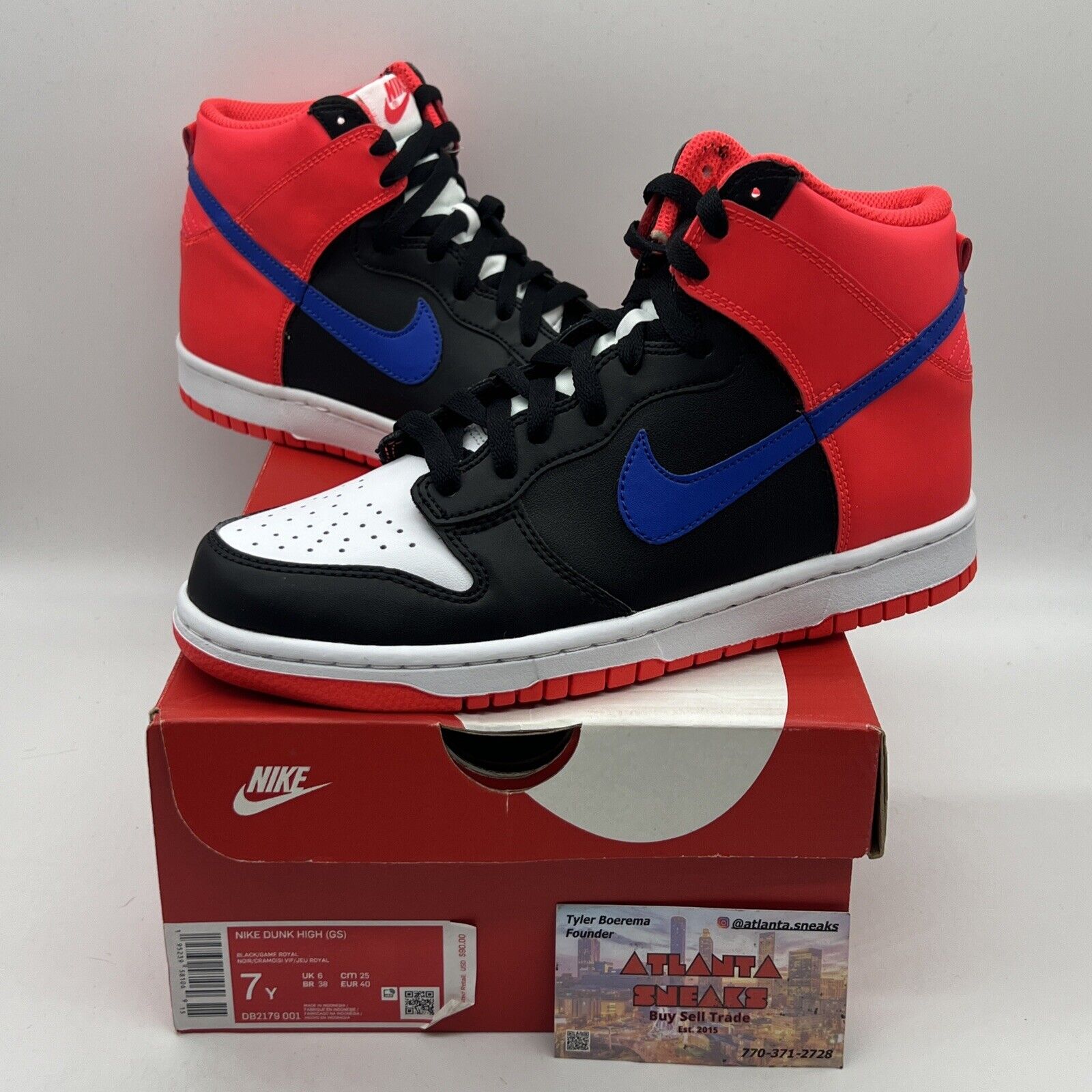 Nike Dunk High Knicks Black GS Size 7Y DB2179-001 Brand New Og All