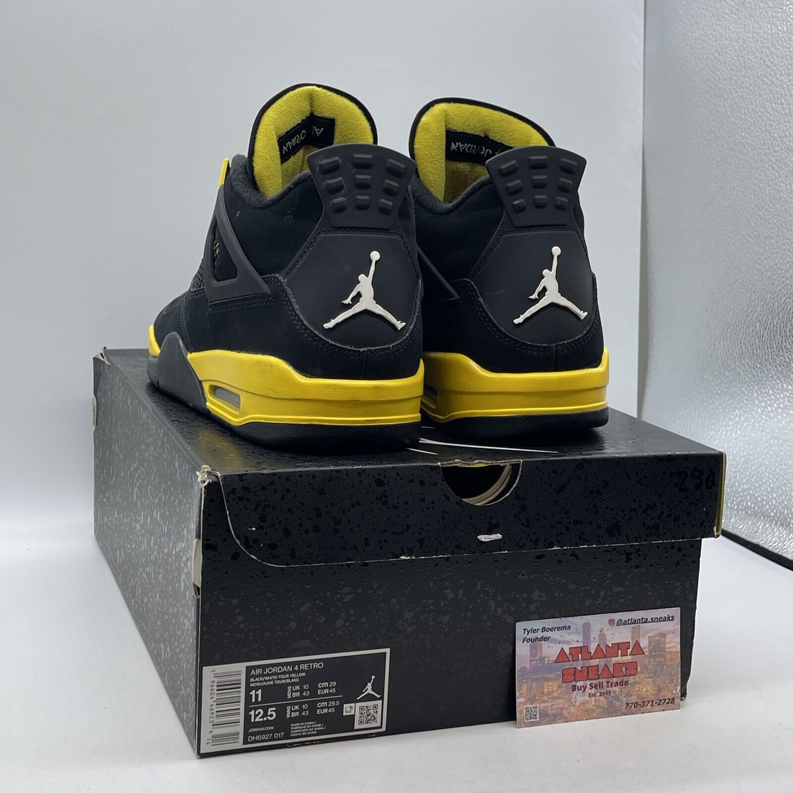 Size 11 - Jordan 4 Retro Low Thunder Black Suede Yellow Leather (DH6927-017)