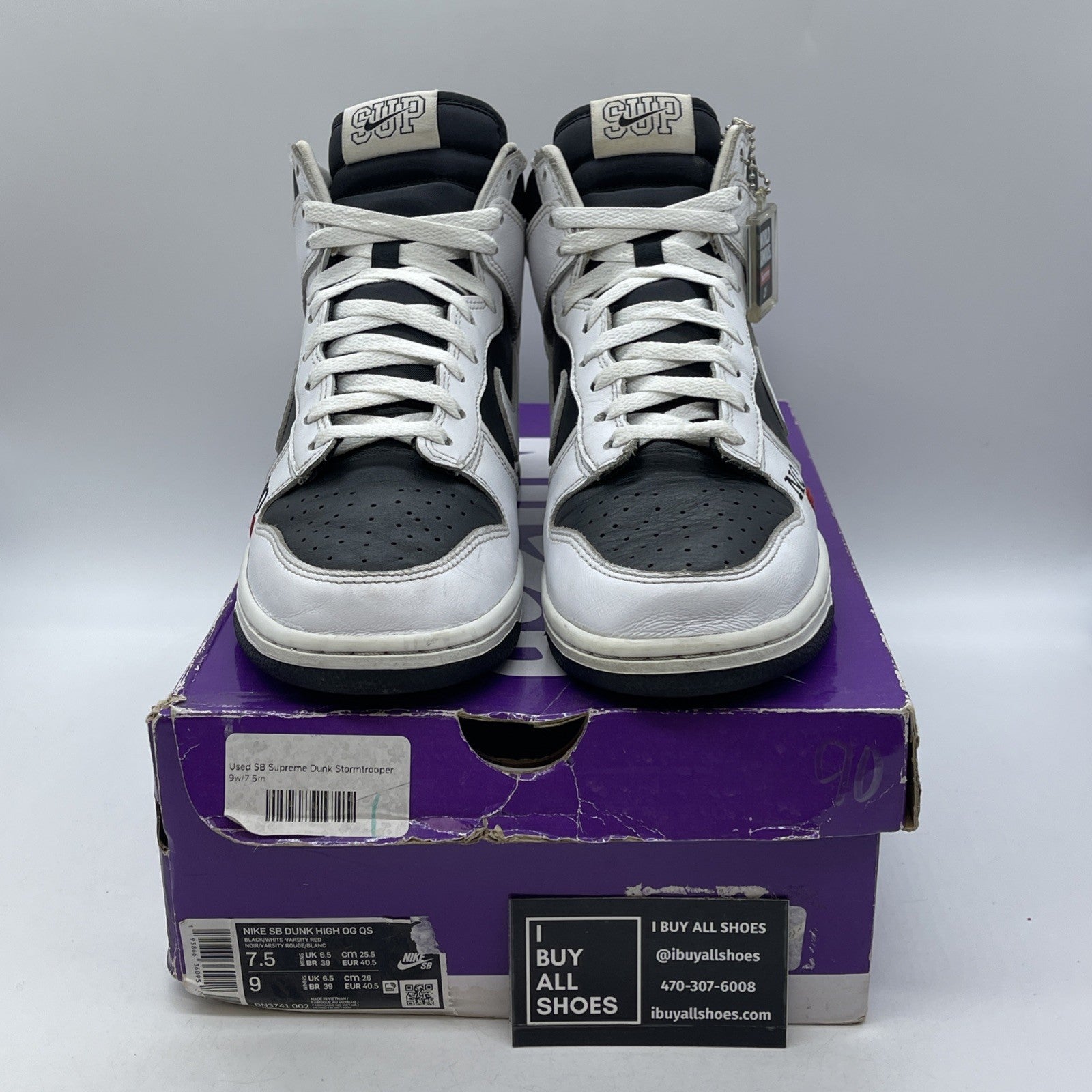 Size 7.5 - Nike Supreme x Dunk SB High By Any Means - Stormtrooper (DN3741-002)
