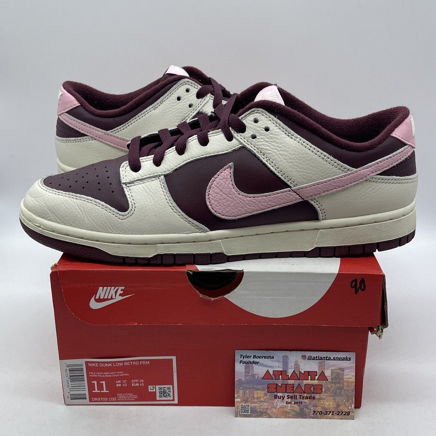 Size 11 - Nike Dunk Low Premium Valentine's Day Burgundy White (DR9705-100)