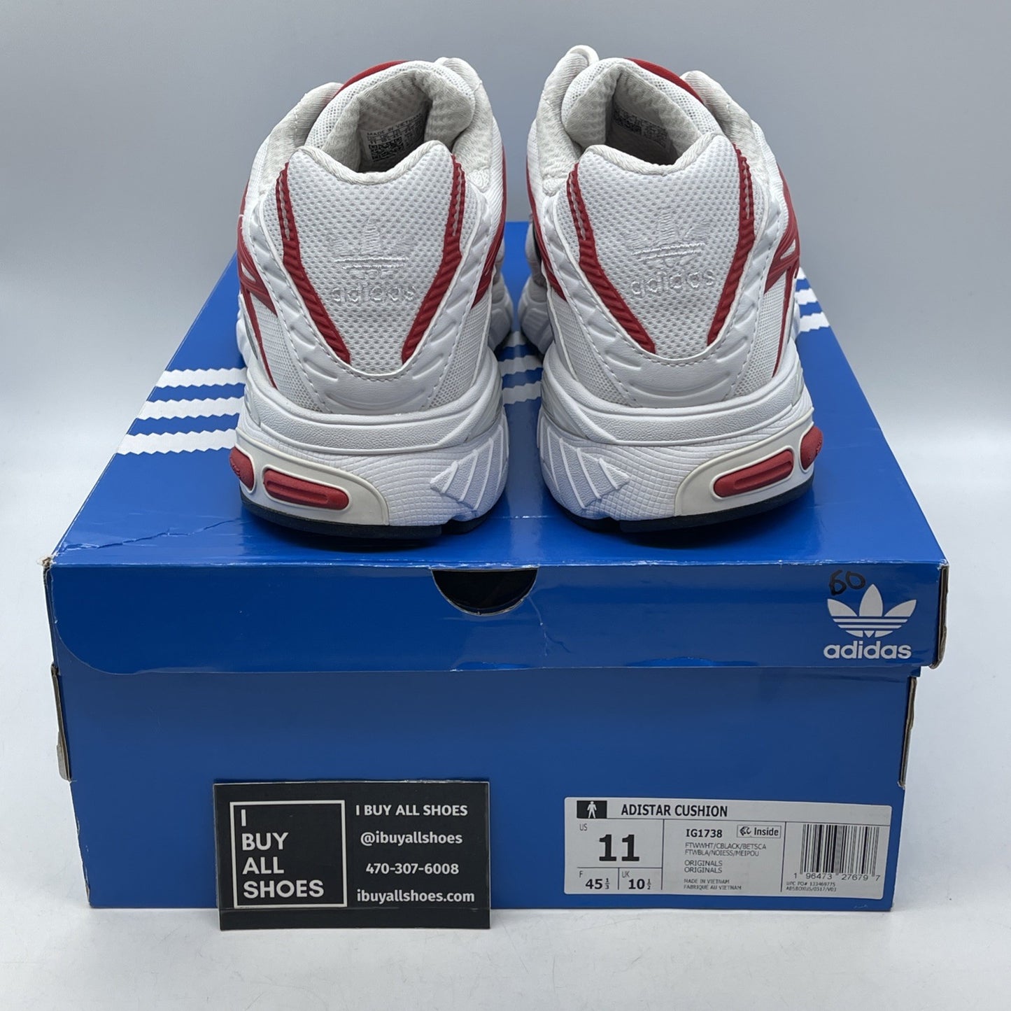 Size 11 - adidas Adistar Cushion 3 White Better Scarlet (IG1738)
