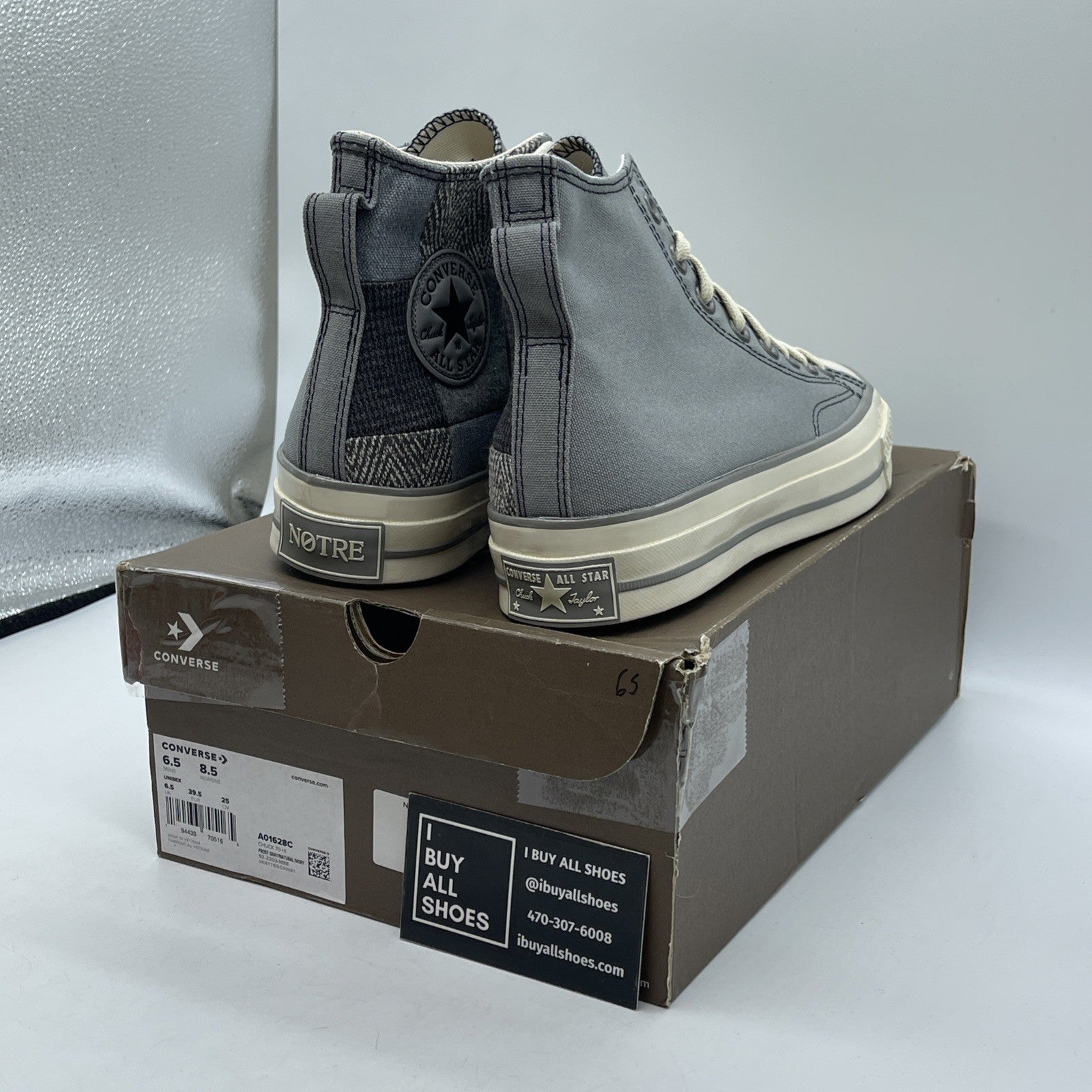 Size 6.5 - Converse Notre x Chuck 70 High Textile Grey Suede (DD1391-400)