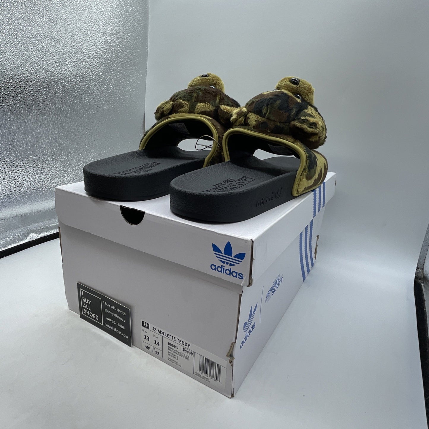 Size 13 - Adidas x Jeremy Scott Adilette Teddy Bear Camo Sandals (H02882)