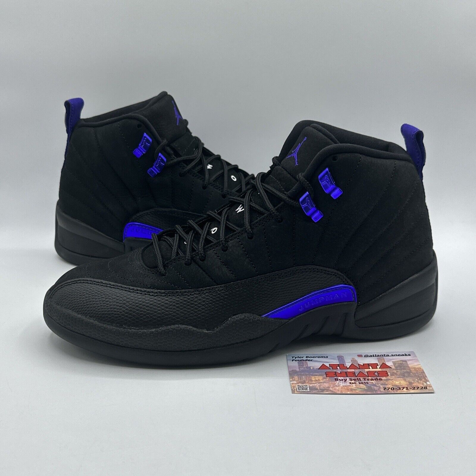 Size 9.5 - Jordan 12 Retro Dark Concord 2020 Prior em Black Suede Vnds White Icy