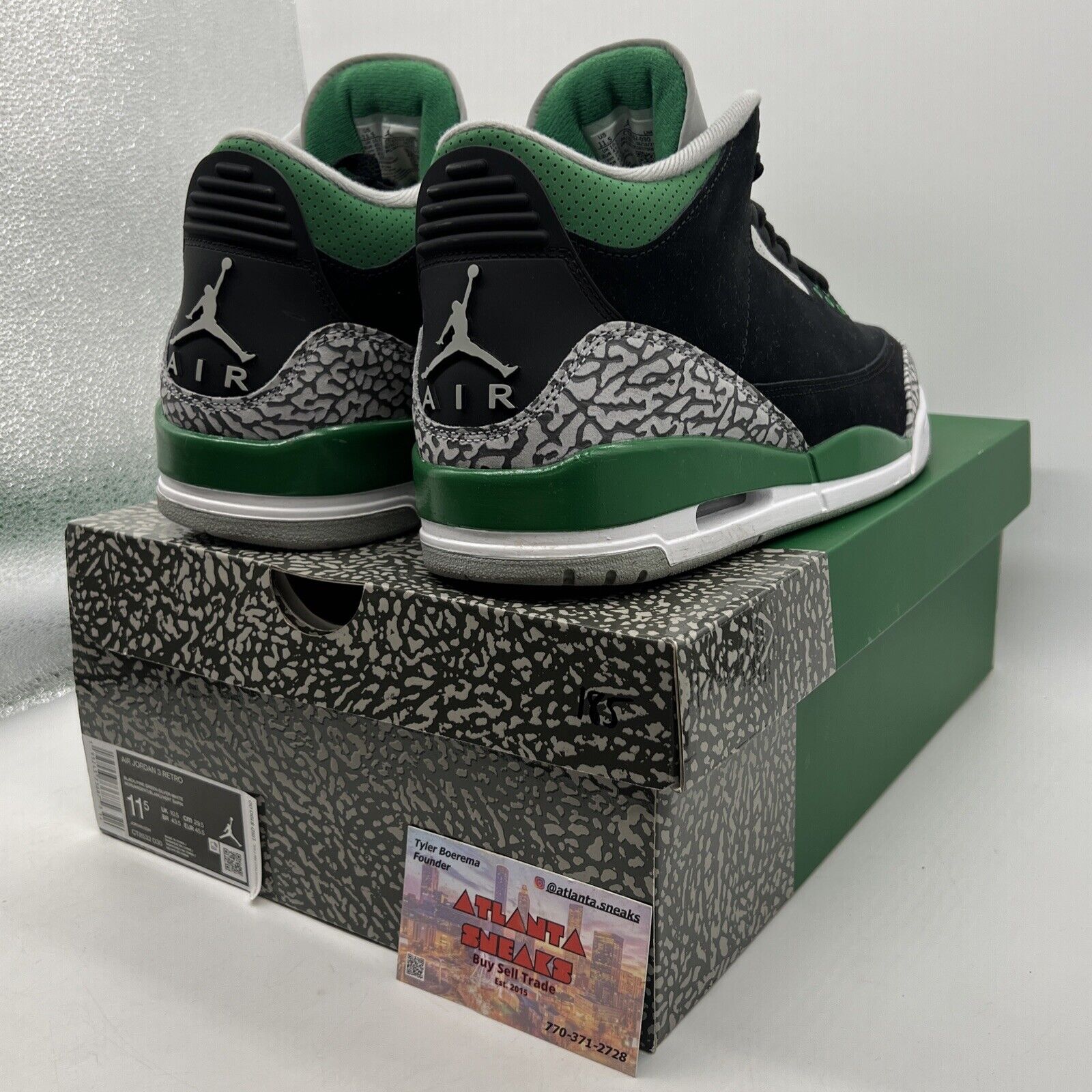 Size 11.5 - Jordan 3 Retro Mid Pine Green Black Grey Suede Leather (CT8532-030)