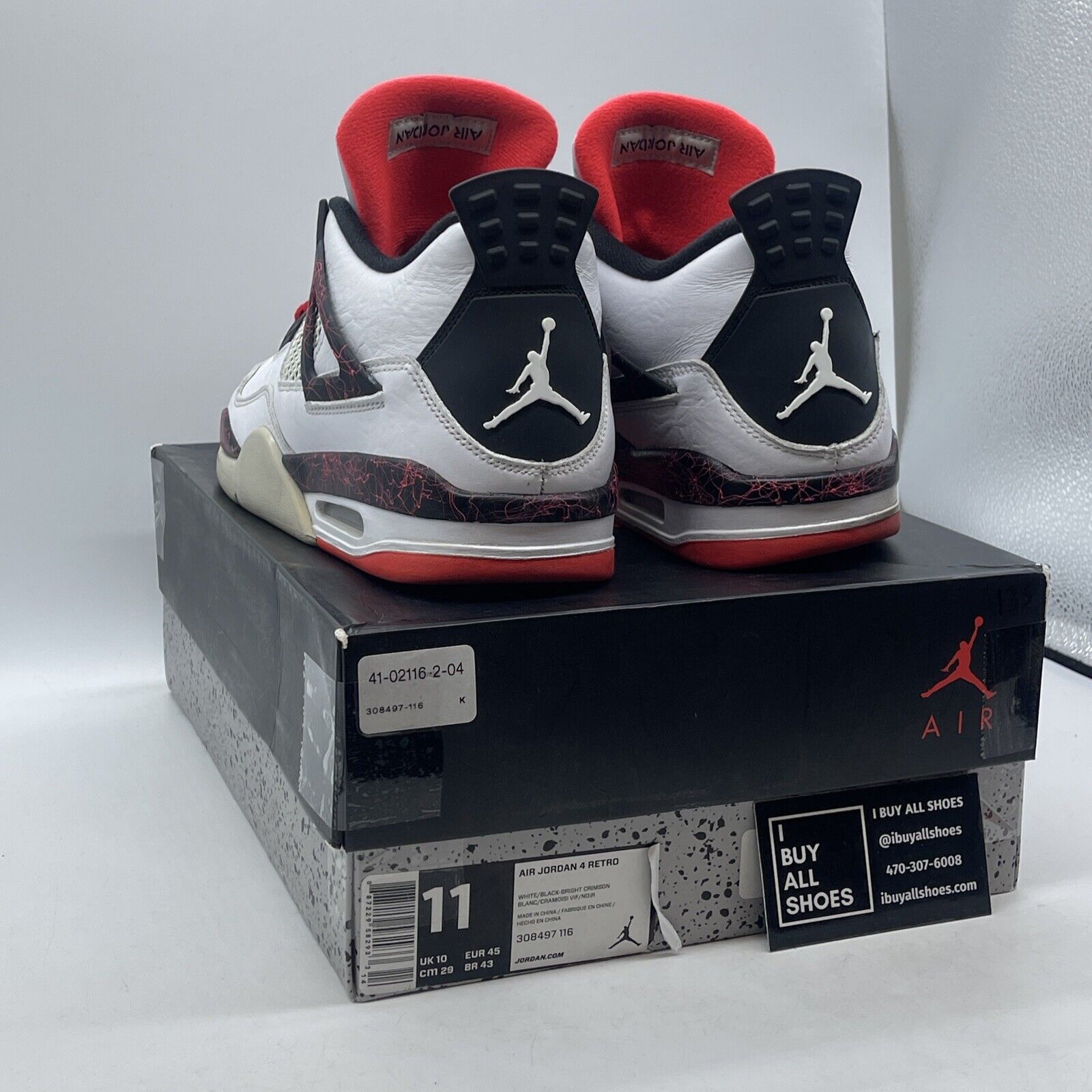Size 11 - Jordan 4 Retro Pale Citron, Bright Crimson White Black (308497-116)