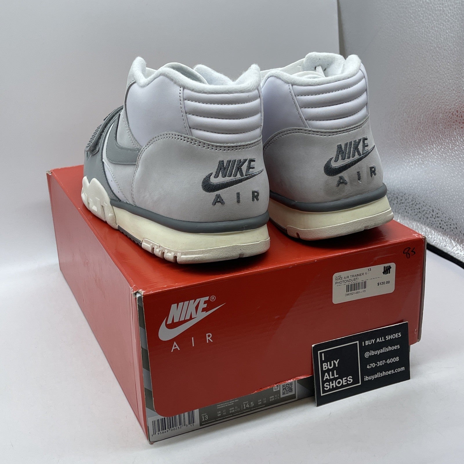 Size 13 - Nike Air Trainer 1 Photon Dust Grey White Suede Leather (DM0521-001)