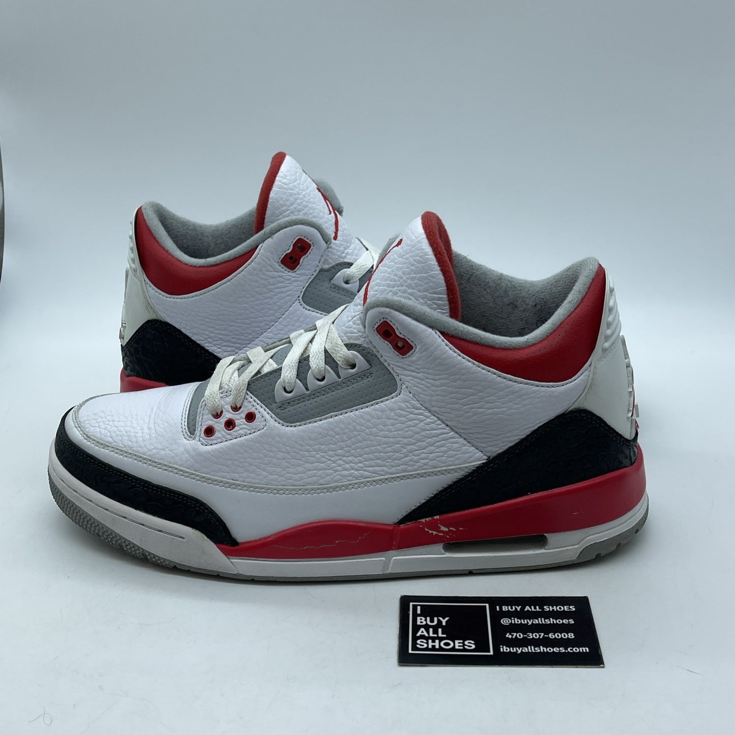 Size 12 - Air Jordan 3 Retro 2013 Fire Red White Grey Suede (136064-120)