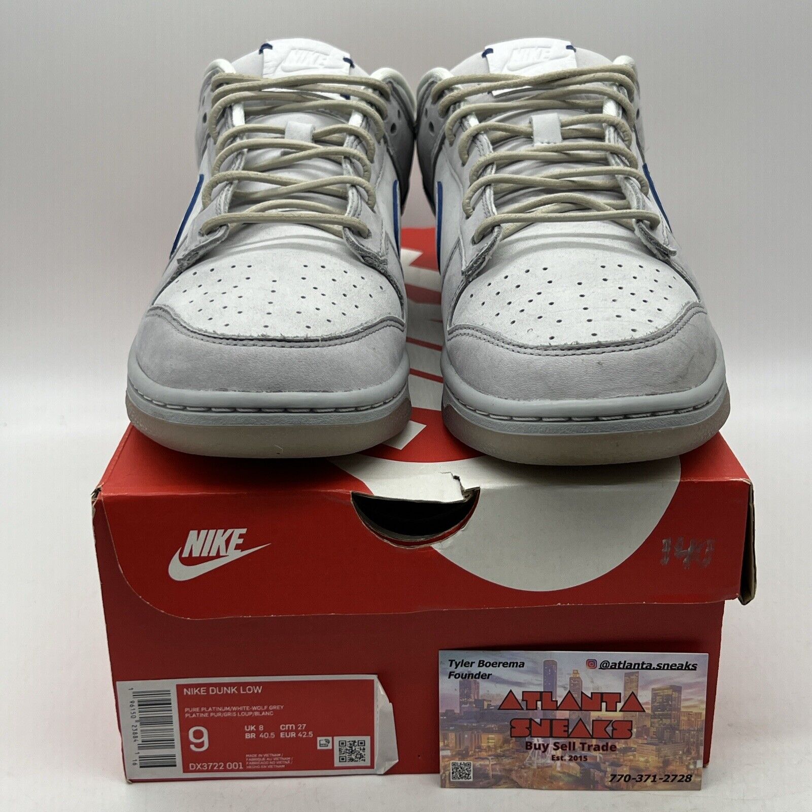 Size 9 - Nike Dunk Low Wolf Grey Pure Platinum White Suede Leather (DX3722-001)