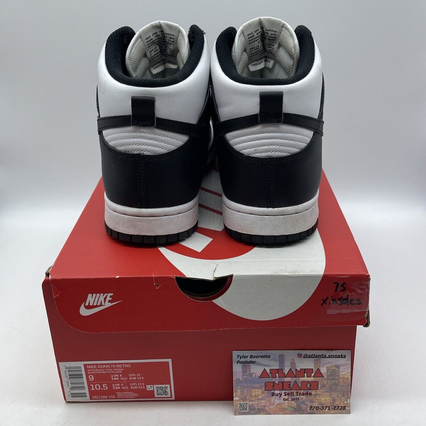 Size 9 - Nike Dunk High Black White Leather (DD1399-105)