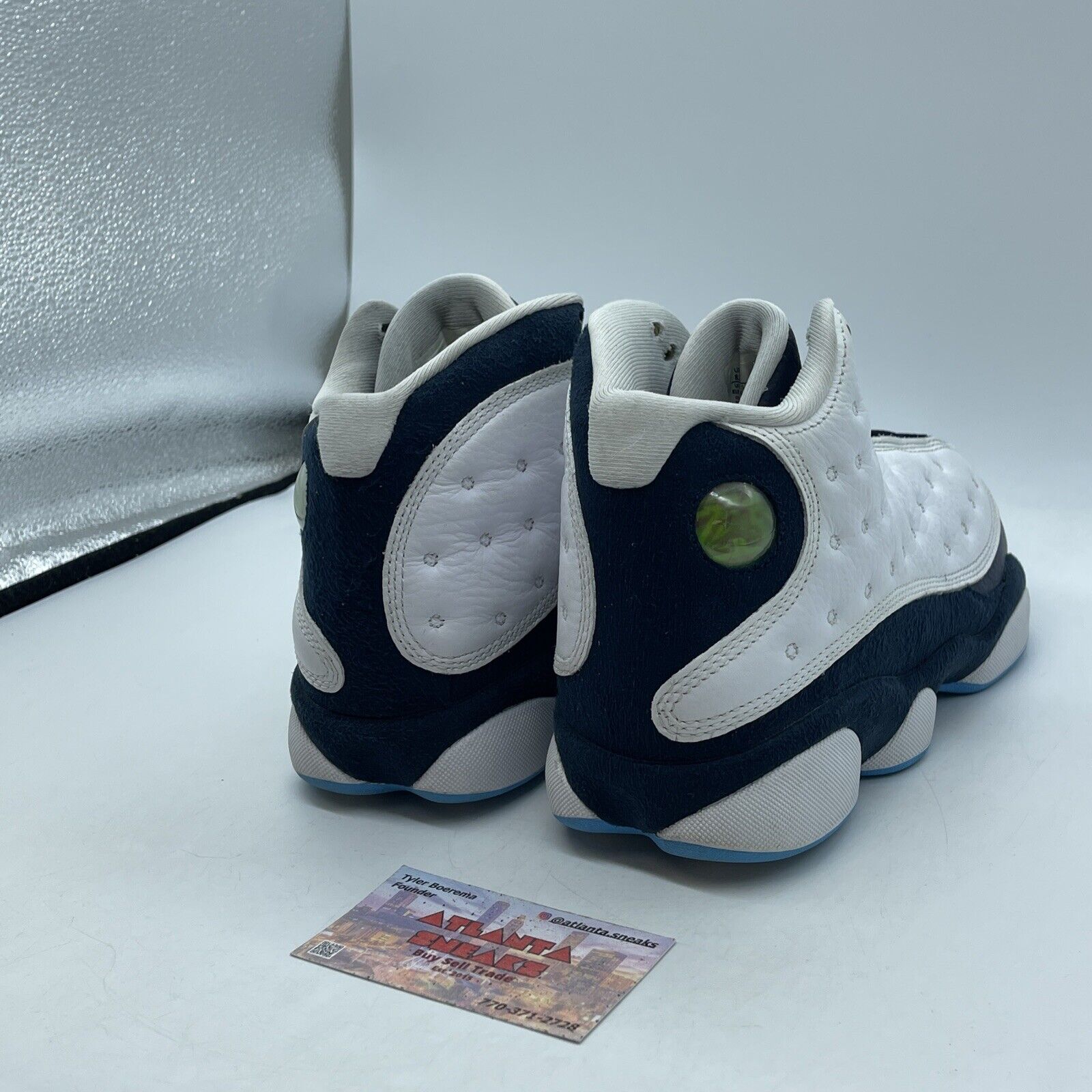 Size 8.5 - Jordan 13 Retro Obsidian Blue Suede White Leather (414571-144)