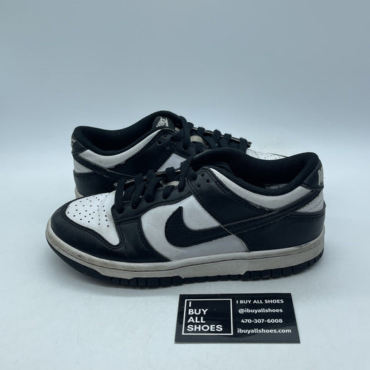 Size 4Y - Dunk Low GS Black white Leather Suede  (CW1590-100)