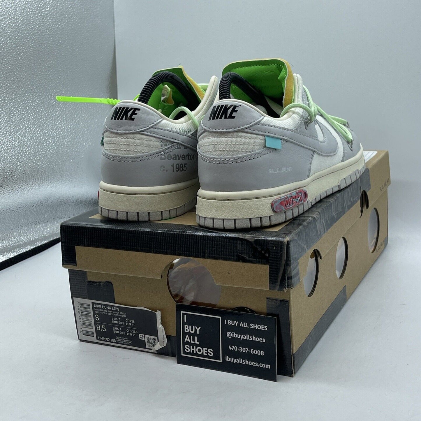 Size 8 - Nike Off-White x Dunk Low Lot 07 of 50 Grey White Suede (DM1602-108)