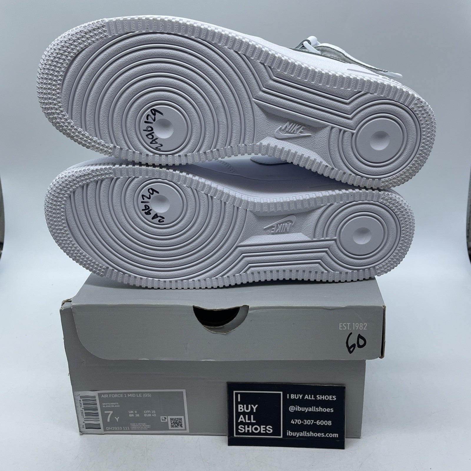 Size 7Y (GS) - Nike Air Force 1 LE Mid Triple White (DH2933-111)