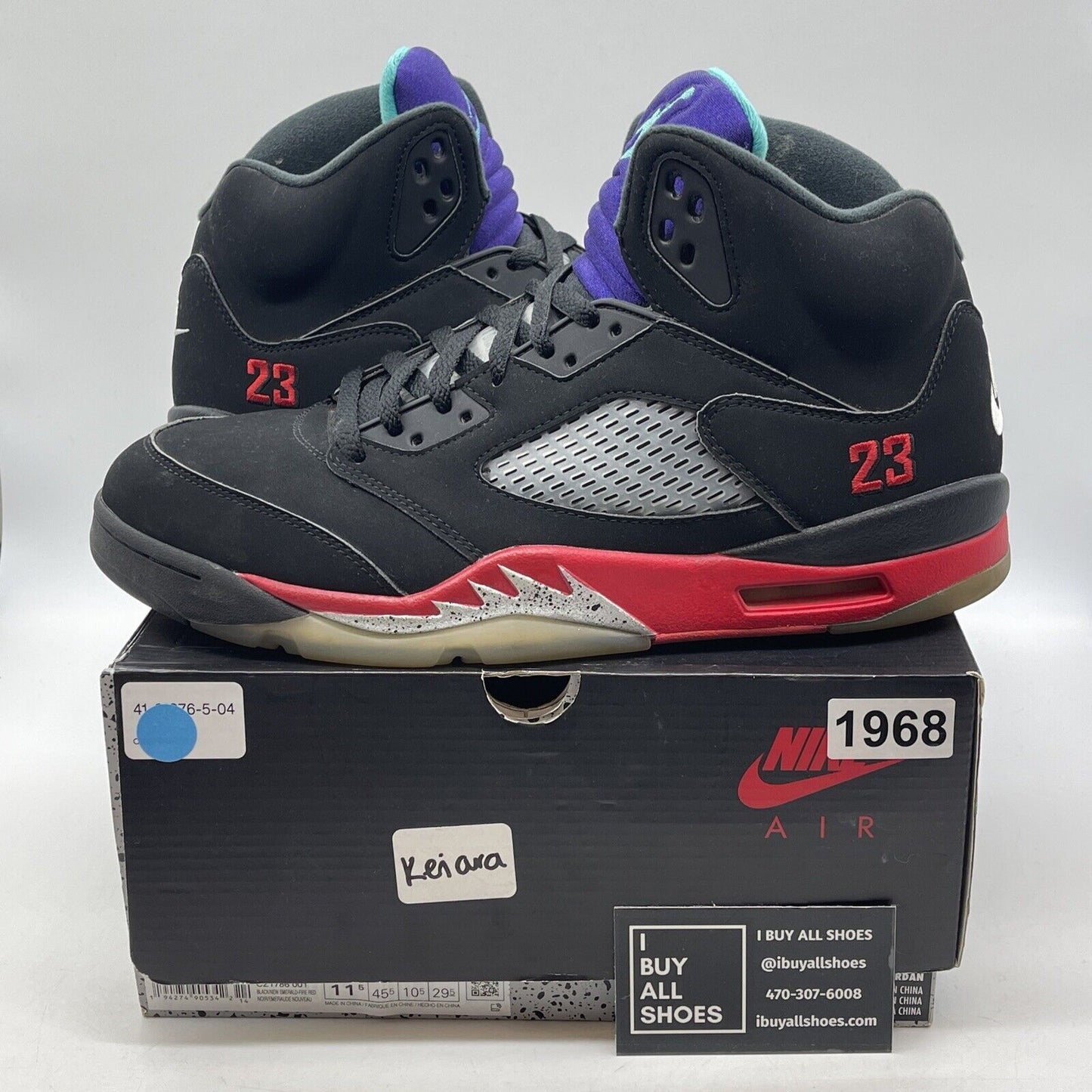 Size 11.5 - Jordan 5 Retro Top 3 Black Red White Purple Suede (CZ1786-001)