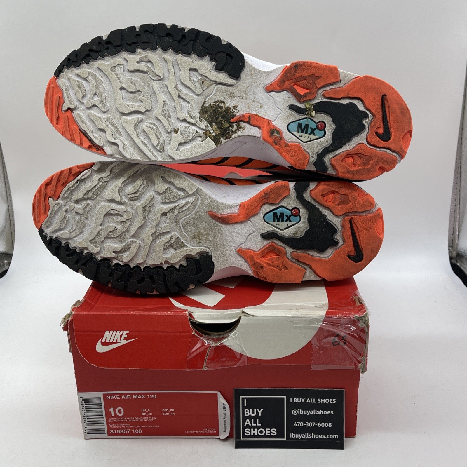 Size 10 - Nike Air Max 120 Hyper Orange White (819857-100)