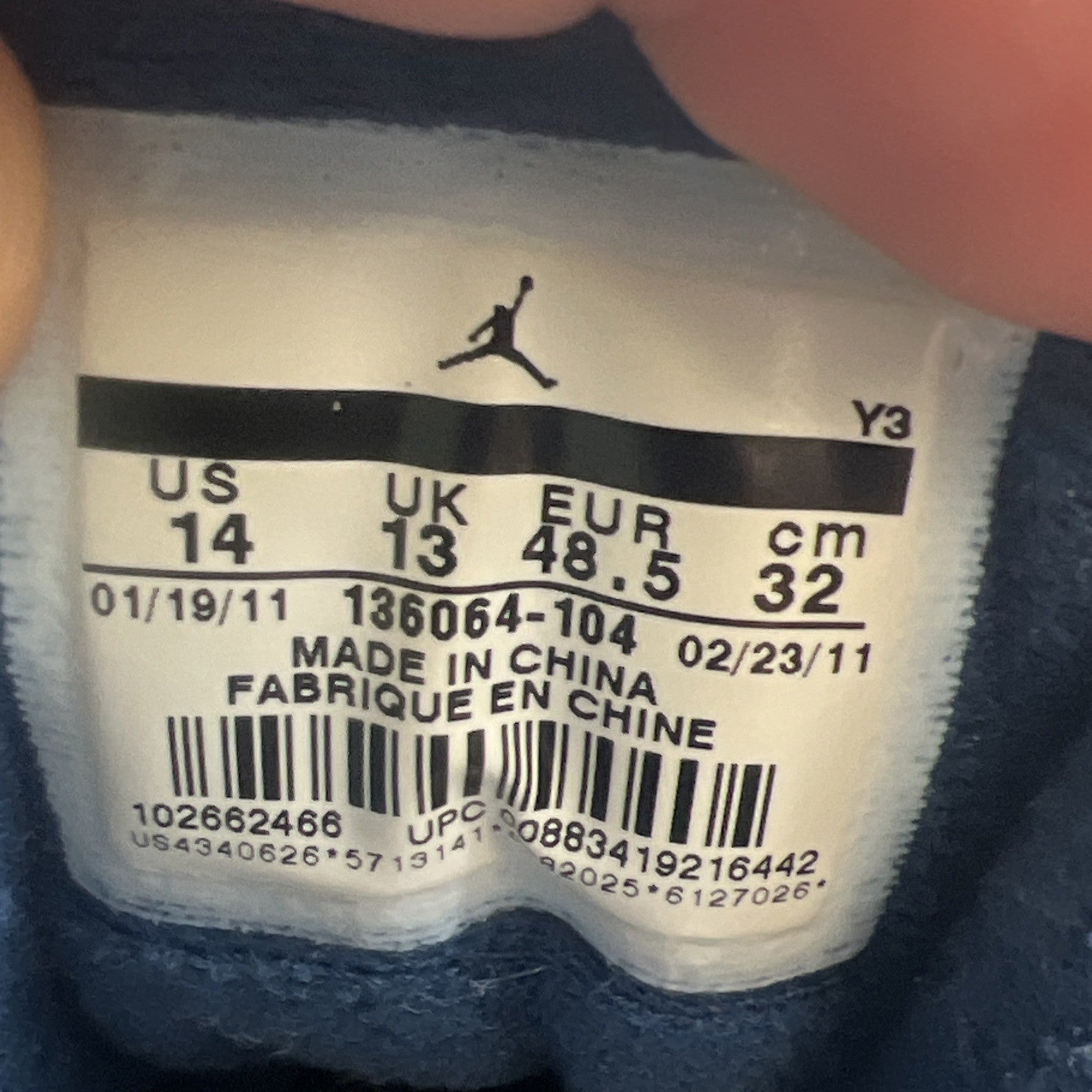 Size 14 - Air Jordan 3 Retro 2011 True Blue (136064-104)
