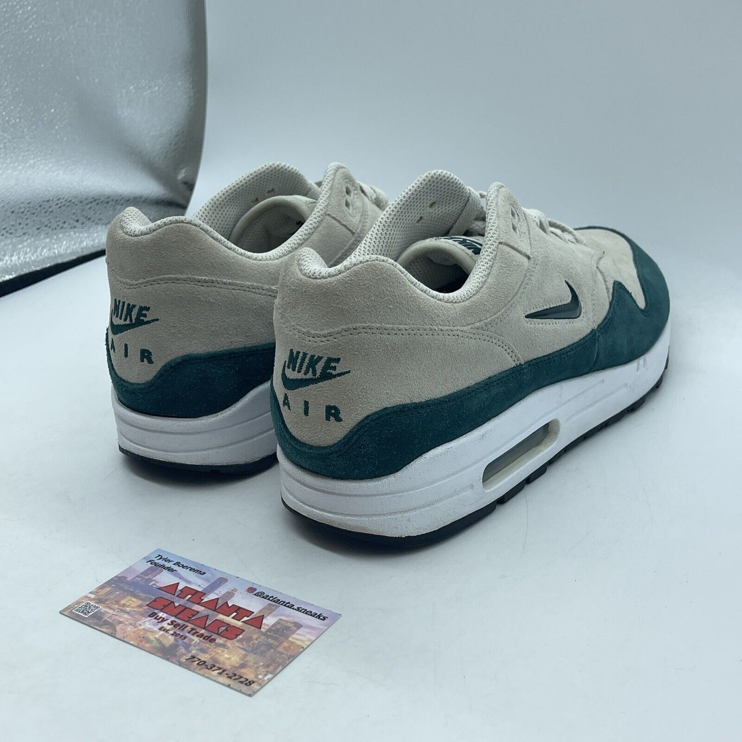 Size 11.5 - Nike Air Max 1 Premium SC Jewel Atomic Teal Green Suede (918354-003)
