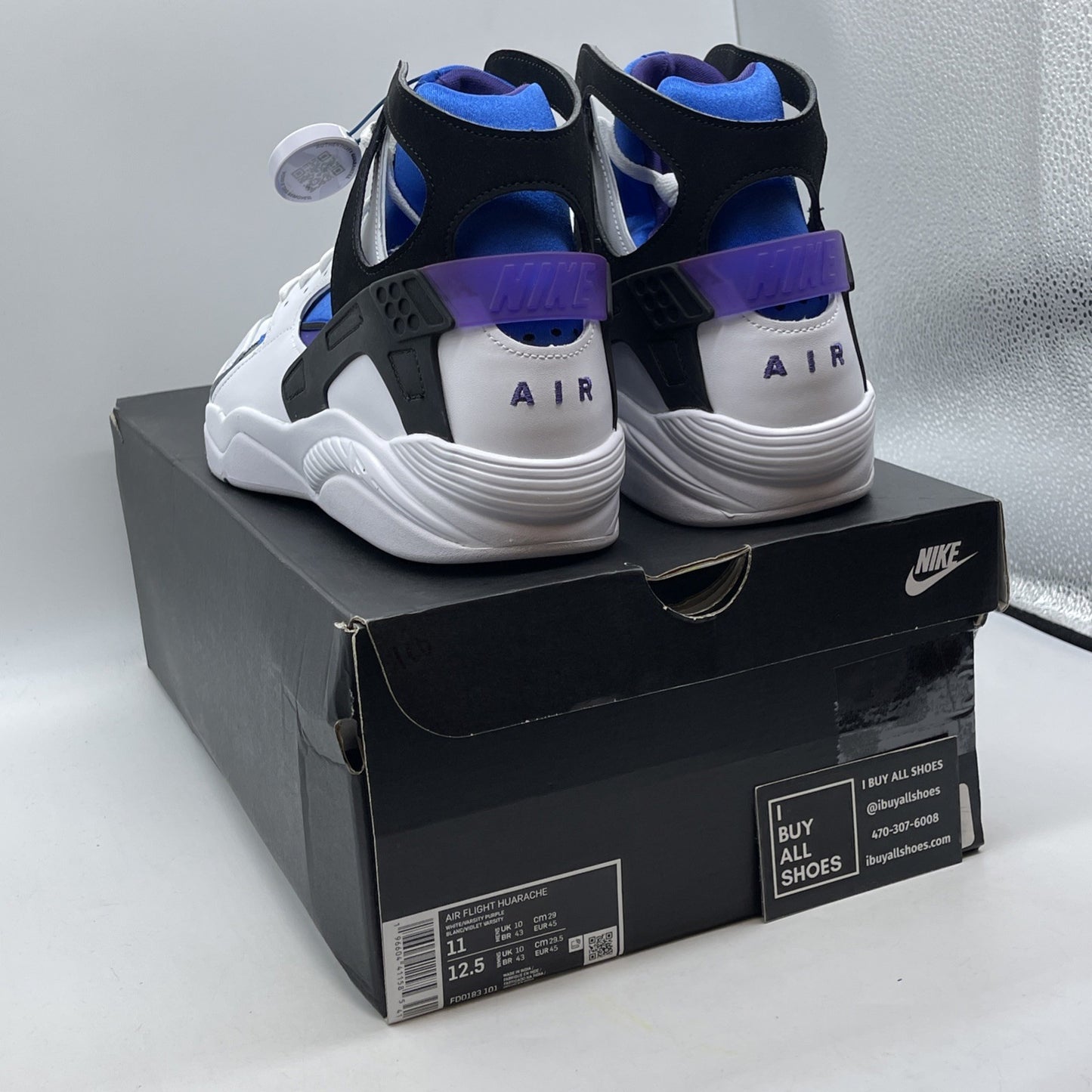 Size 11 - Nike Air Flight Huarache White Varsity Purple Suede (FD0183-101)