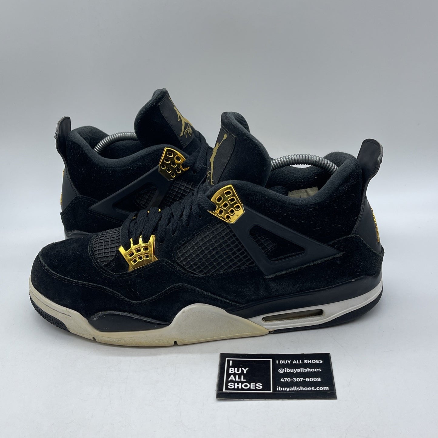 Size 13 - Air Jordan 4 Retro Royalty 2017 Black Gold Suede (308497-032)