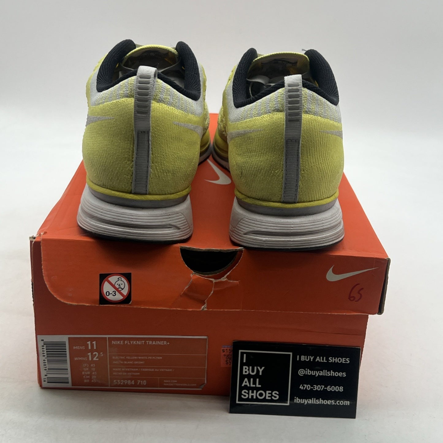 Size 11 - Nike Flyknit Trainer+ Yellow (532984-710)