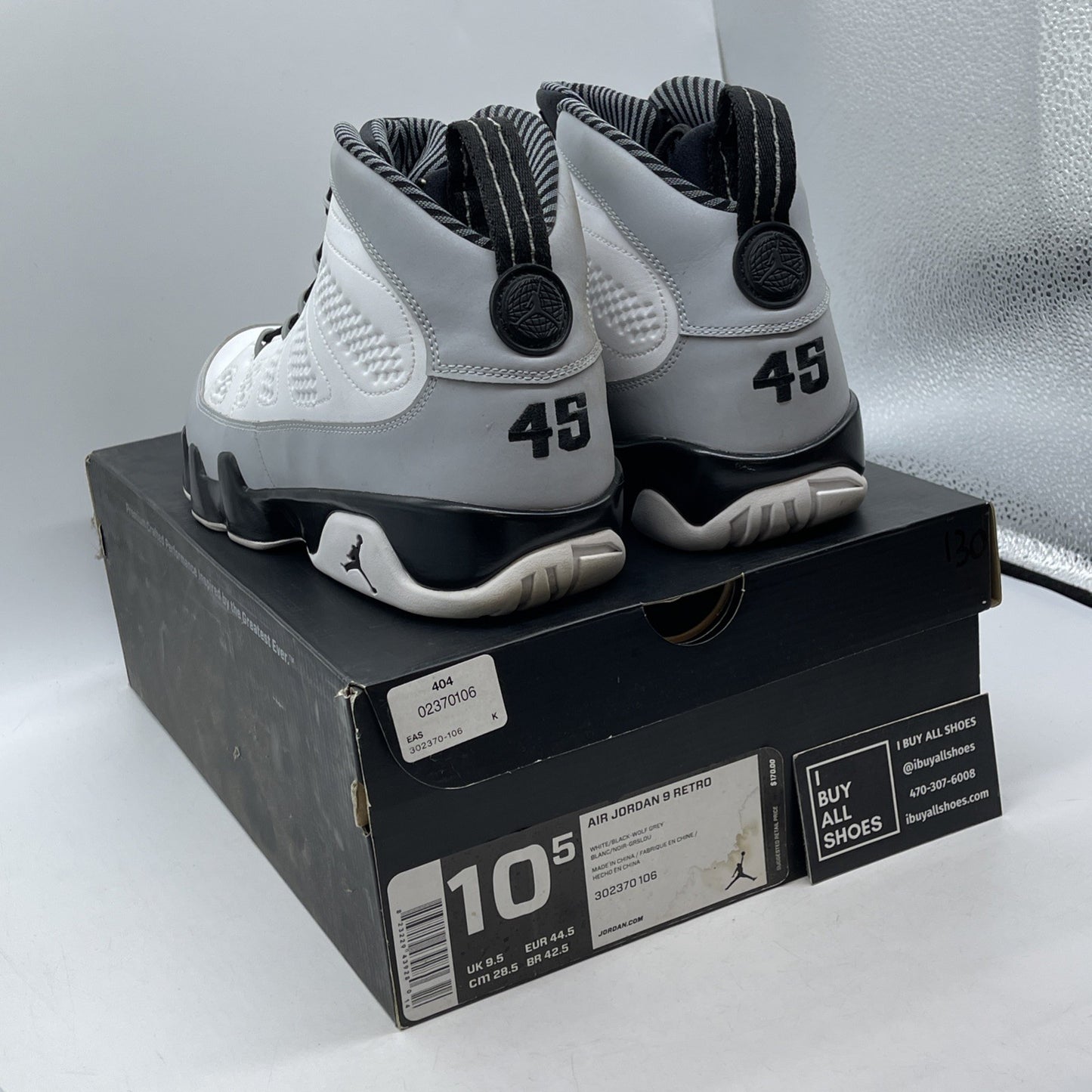 Size 10.5 - Air Jordan 9 Retro Barons Grey Black Suede Leather (302370-106)