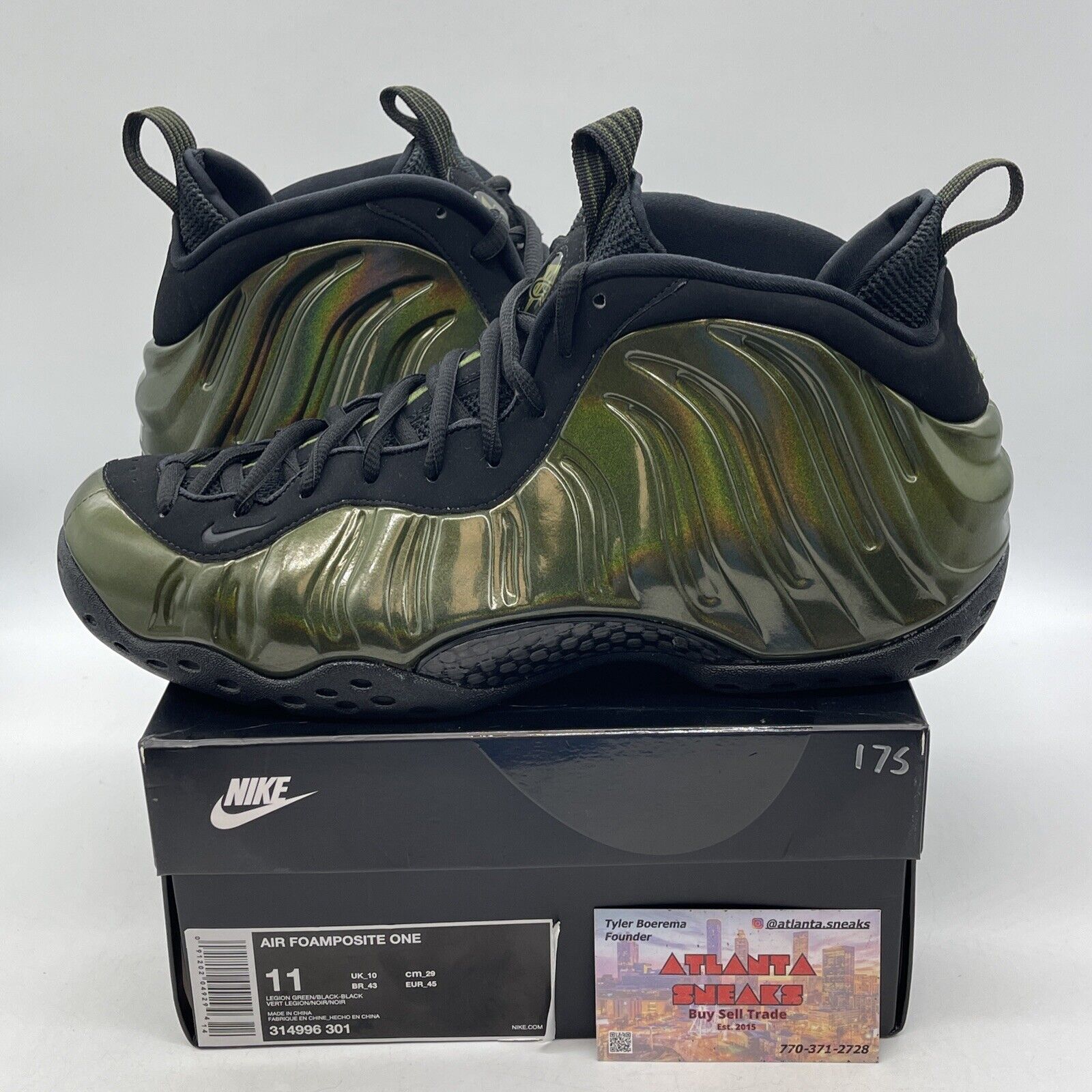 Size 11 - Nike Air Foamposite One Legion Green Black Suede Leather (314996-301)