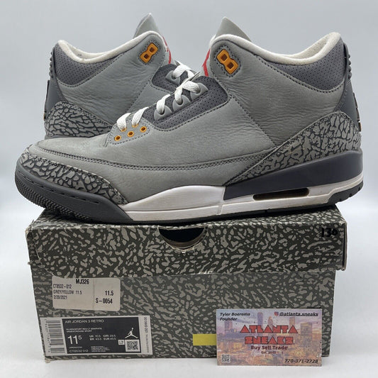 Size 11.5 - Jordan 3 Retro Mid Cool Grey Red White Suede Leather (CT8532-012)