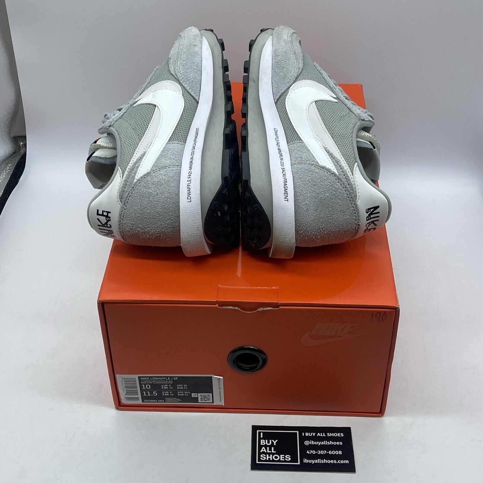 Size 10 - Nike LDV Waffle x Fragment Design x Sacai Gray Suede (DH2684-001)