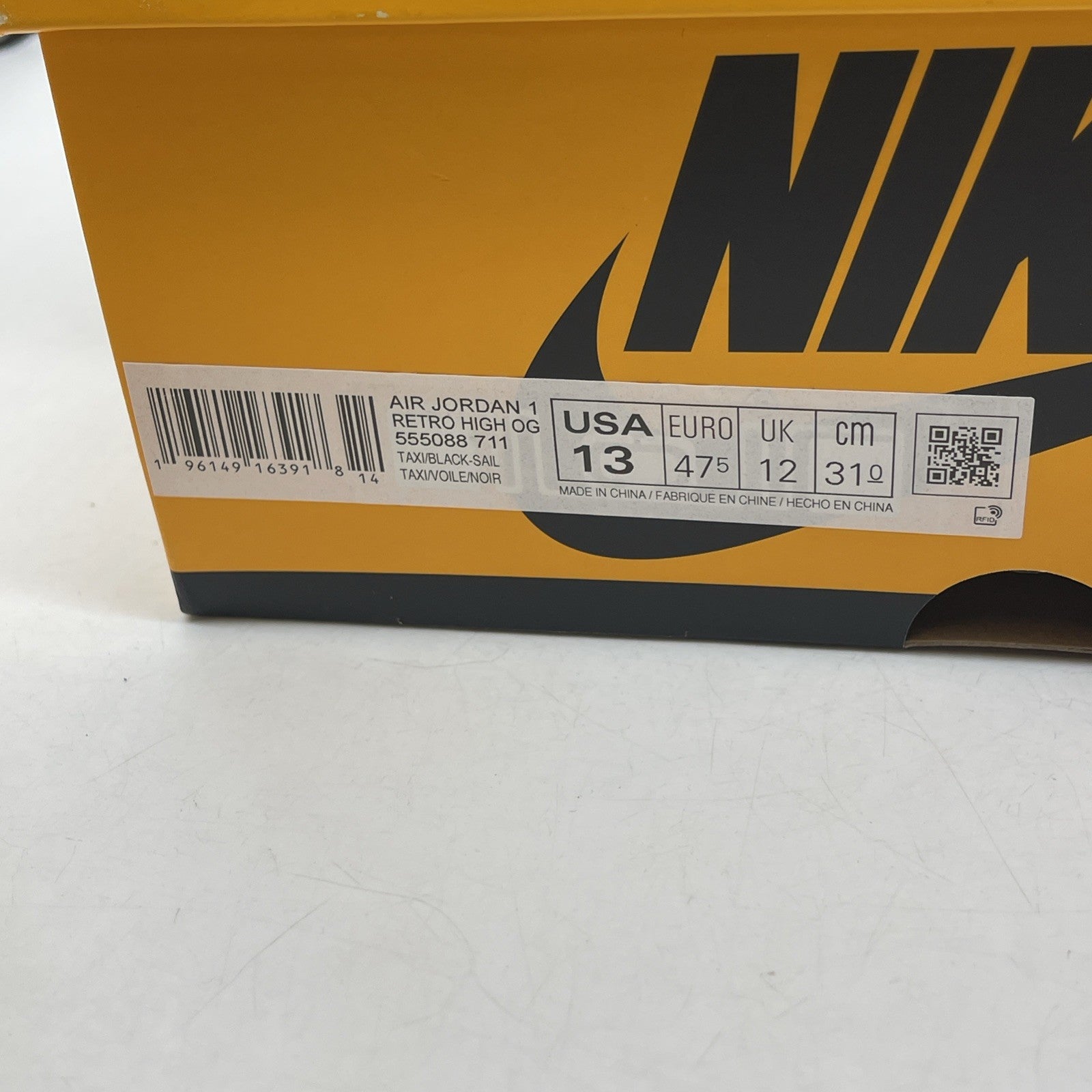 Size 13 - Air Jordan 1 Retro OG High Yellow Toe (555088-711)