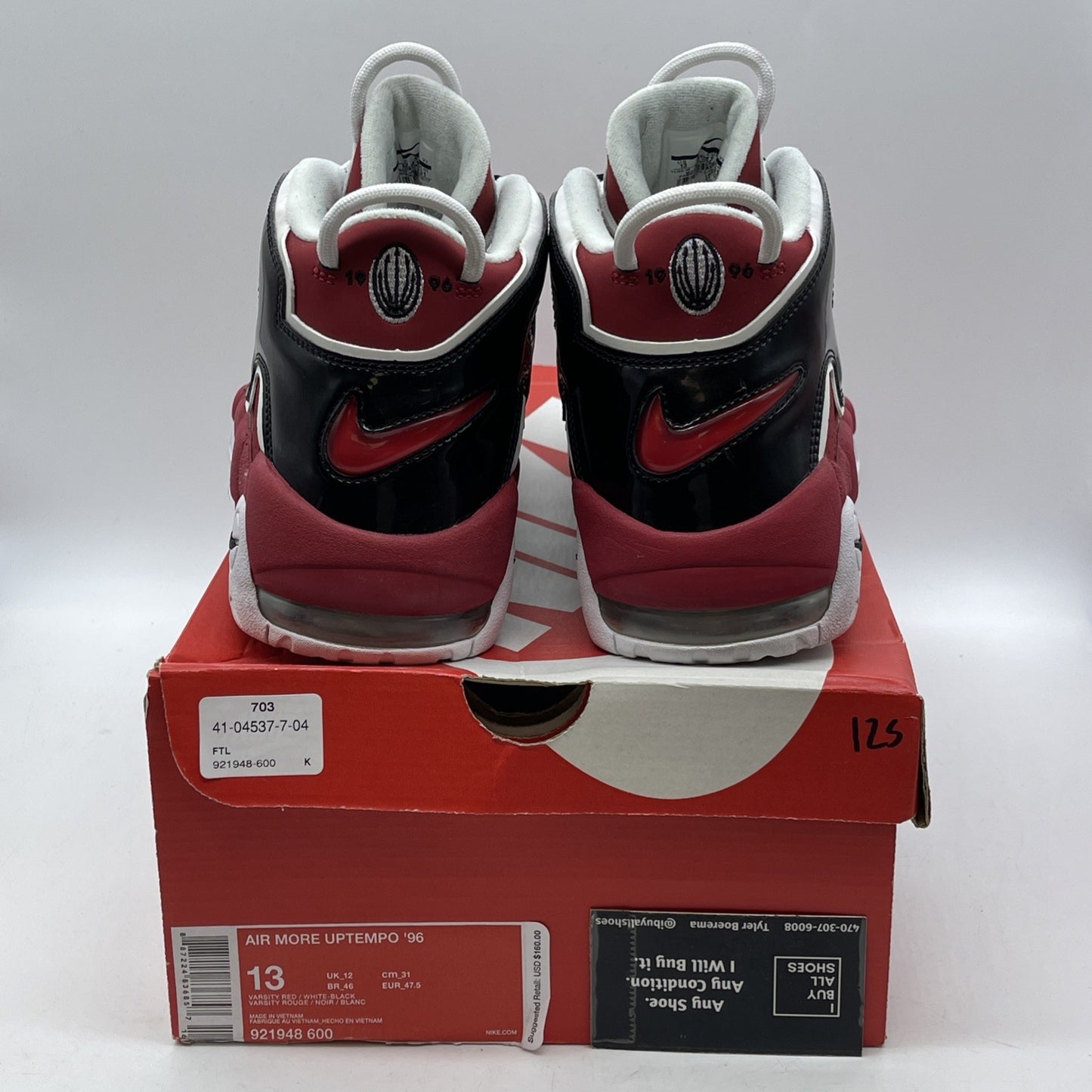 Size 13 - Nike Air More Uptempo Bulls 2017 Red Black Suede Leather (921948-600)