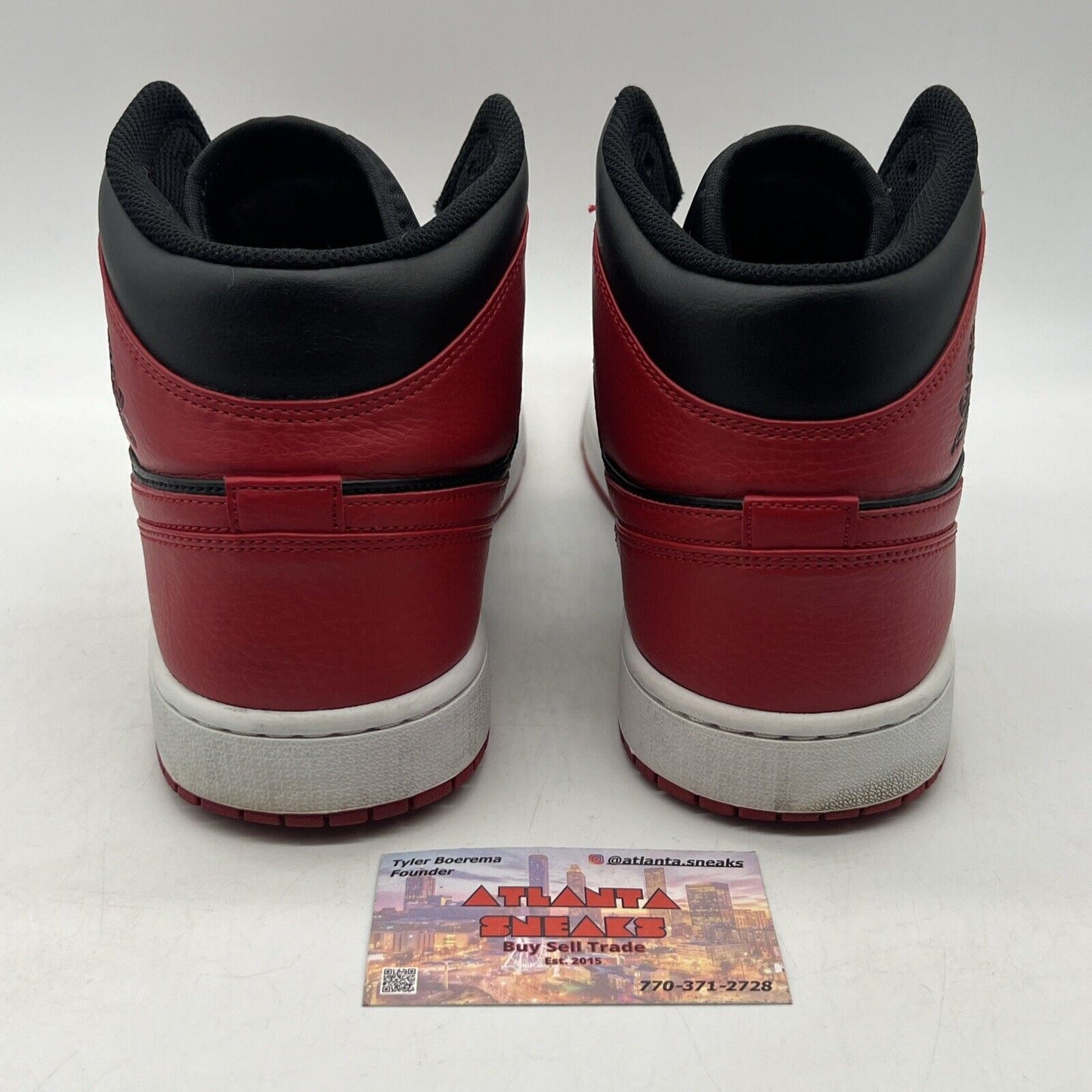 Size 13 - Jordan 1 Mid Banned 2020 Black Red White Leather (554724-074)