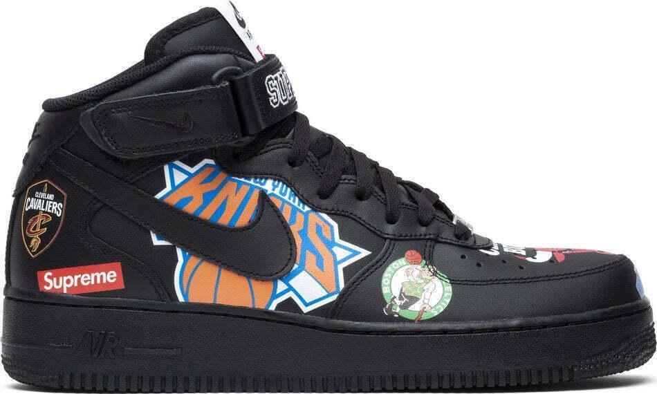 Size 13 - Nike Supreme x NBA x Air Force 1 07 Mid Black (AQ8017-001)