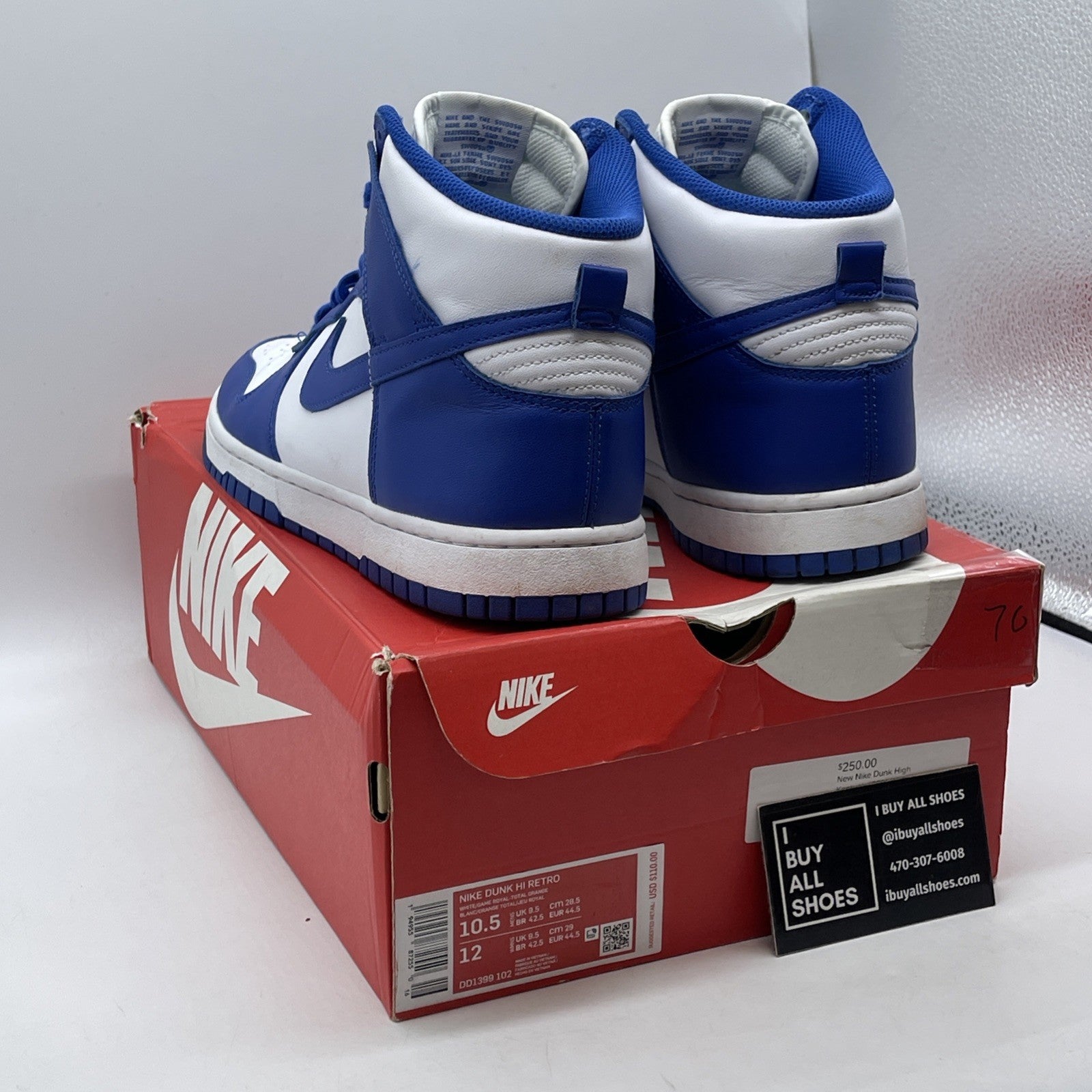 Size 10.5 - Nike Dunk 2021 High Kentucky Blue White Leather (DD1399-102)