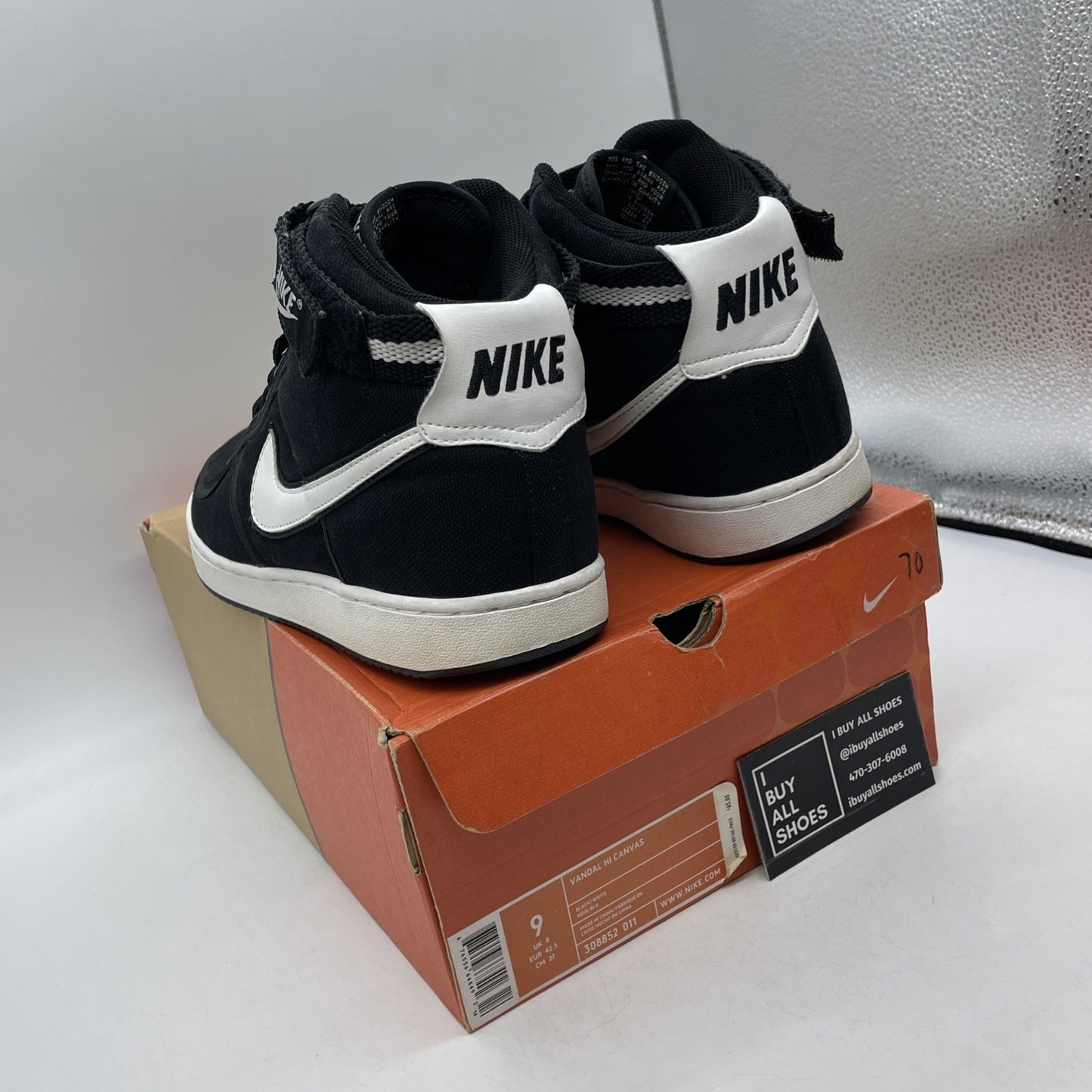 Size 9 - NIKE VANDAL CANVAS Black White Suede Leather (308852-011)
