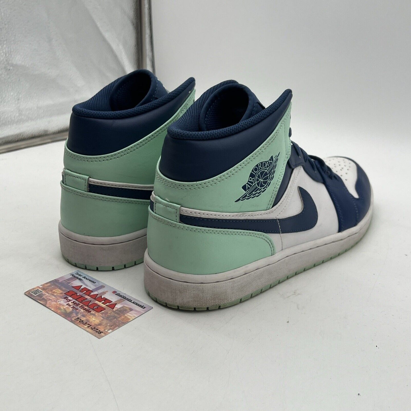 Size 12.5 - Jordan 1 Mid Blue Mint 2022 White Blue Leather (554724-413)