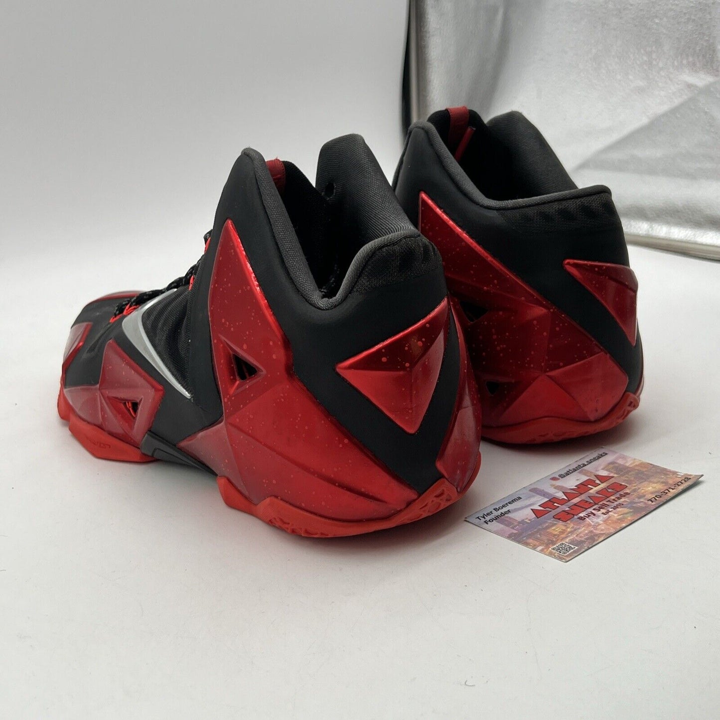 Size 11 - Nike LeBron 11 Away - Black Red Leather (616175-001)