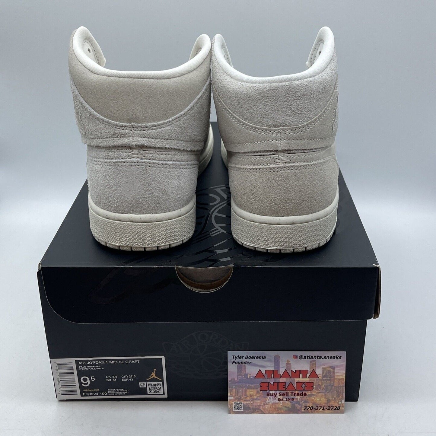 Size 9.5 - Air Jordan 1 SE Craft Mid Pale Ivory Suede (FQ3224-100)