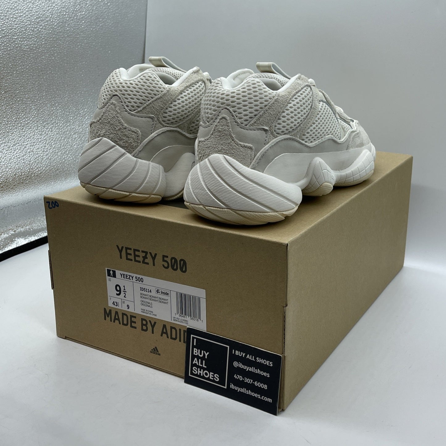 Size 9.5 - Original Adidas Yeezy 500 'bone white' Grey Suede (ID5114)