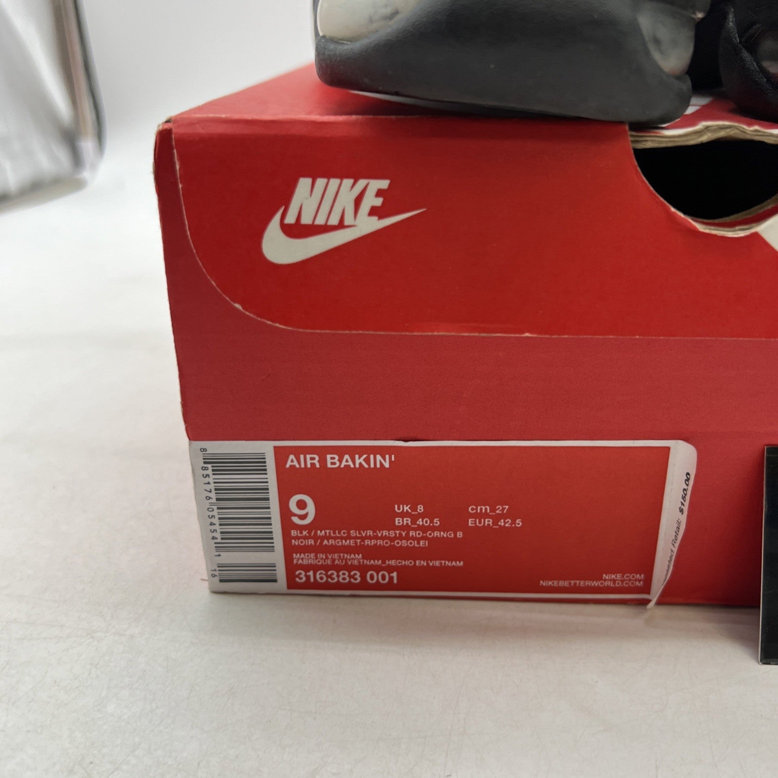 Size 9 - Nike Air Bakin 2013 Black Red (316383-001)