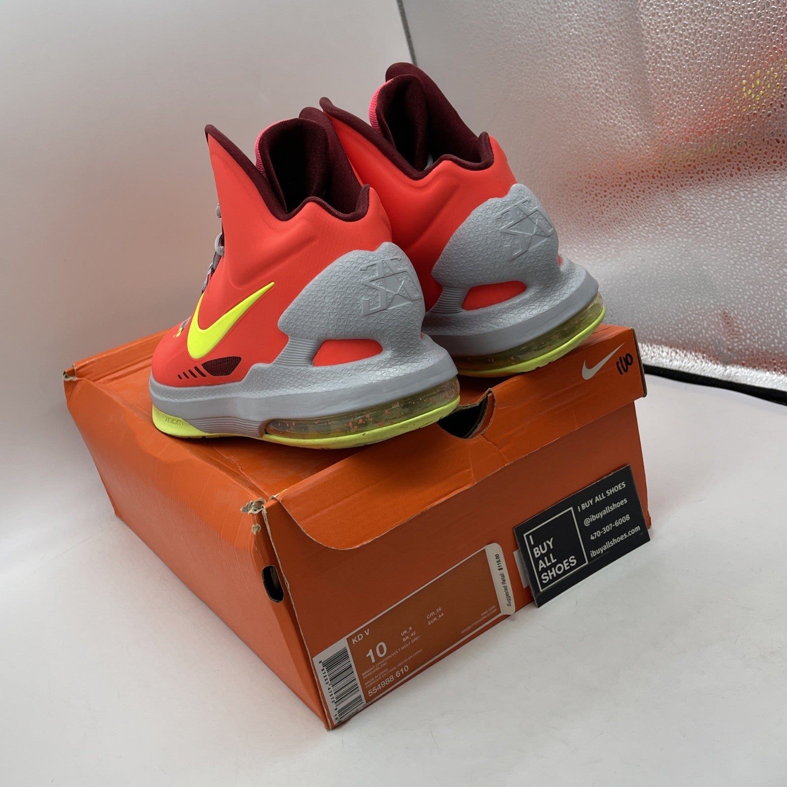 Size 10 - Nike KD 5 DMV Orange Green Leather (554988-610)