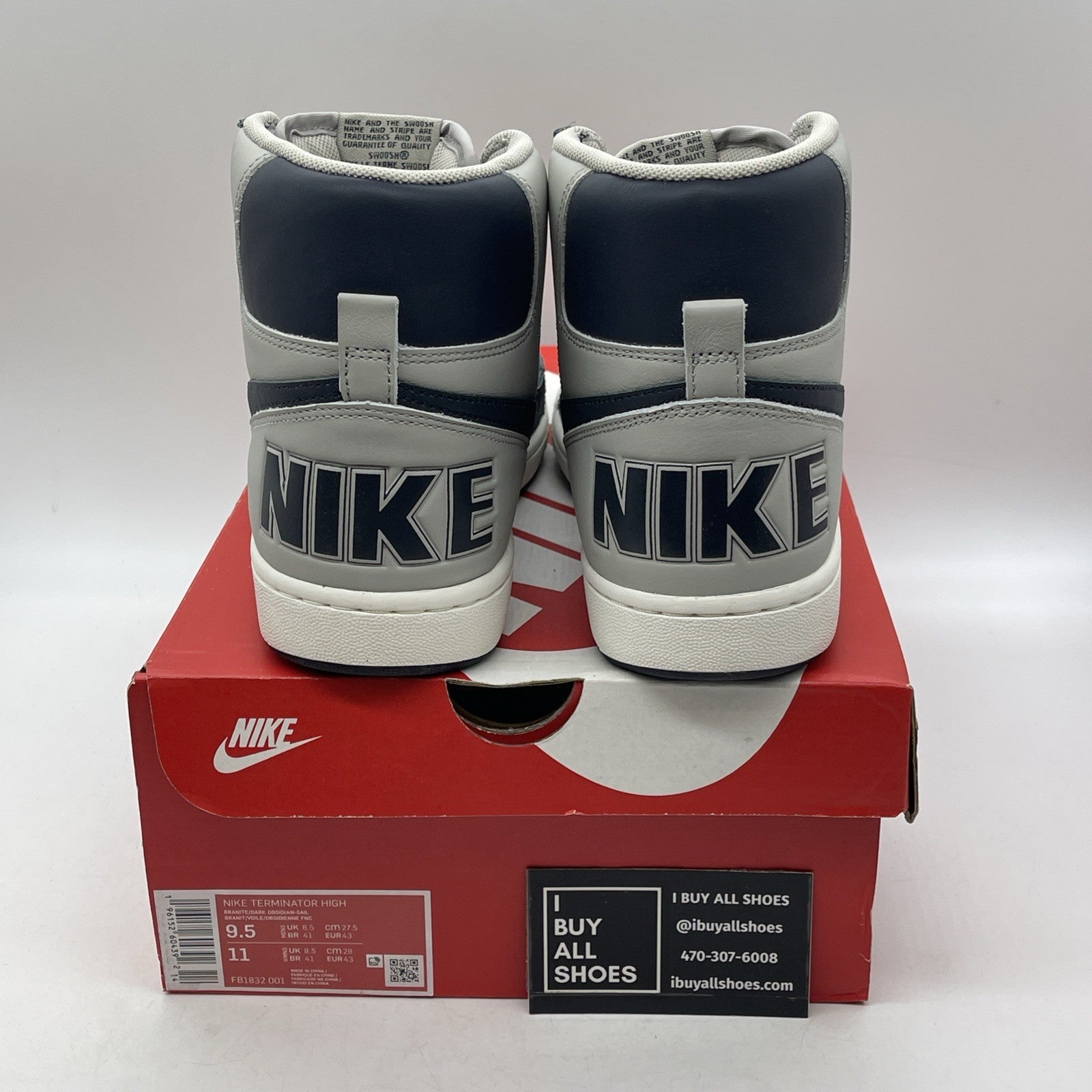 Size 9.5 - Nike Terminator High Georgetown Grey Blue Leather (FB1832-001)