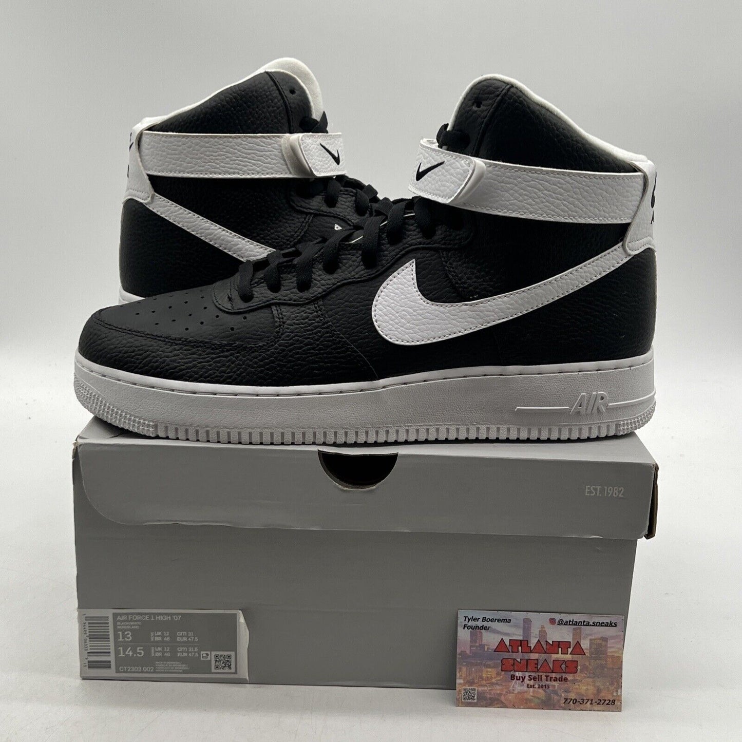 Size 13 - Nike Air Force 1 '07 High Black White Leather (CT2303-002)