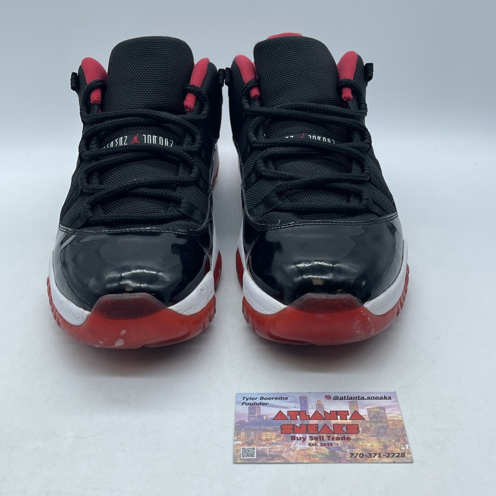 Size 12 - Air Jordan 11 Retro 2015 Low Bred Black Red White Leather (528895-012)